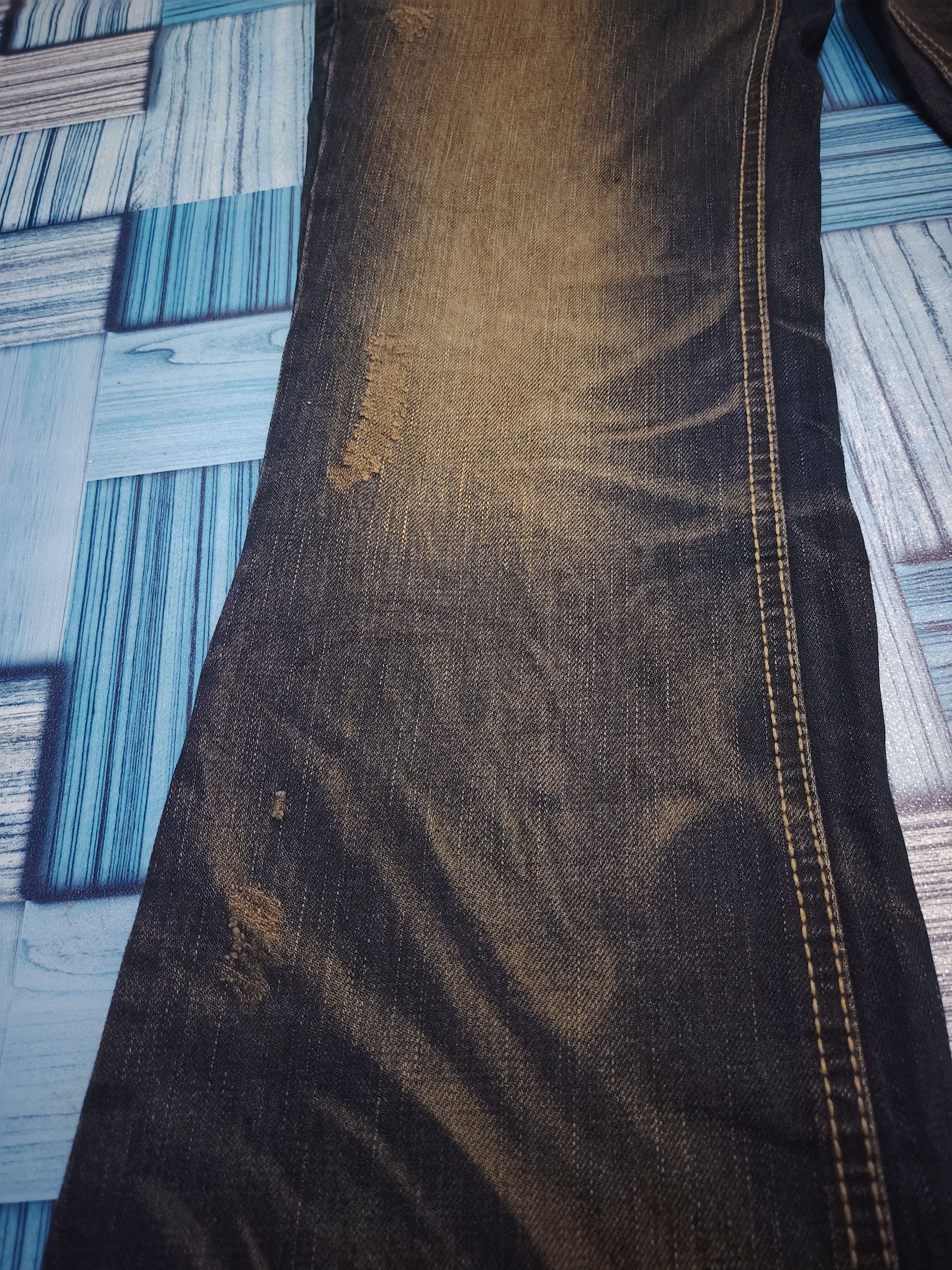 If Six Was Nine Rare Lolita Flared jeans Embroidered Distressed Jean Mudwash Size US 30 / EU 46 - 11 Thumbnail
