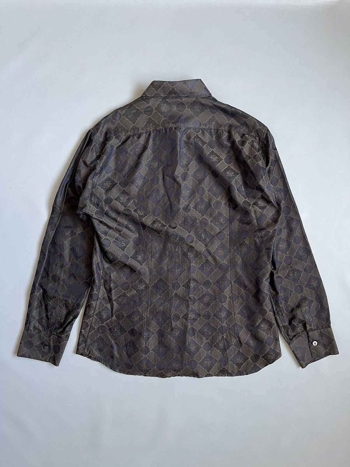 Versus Versace Versace Versus Unisex Brown Silk Monogram Button Up Shirt Size US L / EU 52-54 / 3 - 14 Thumbnail