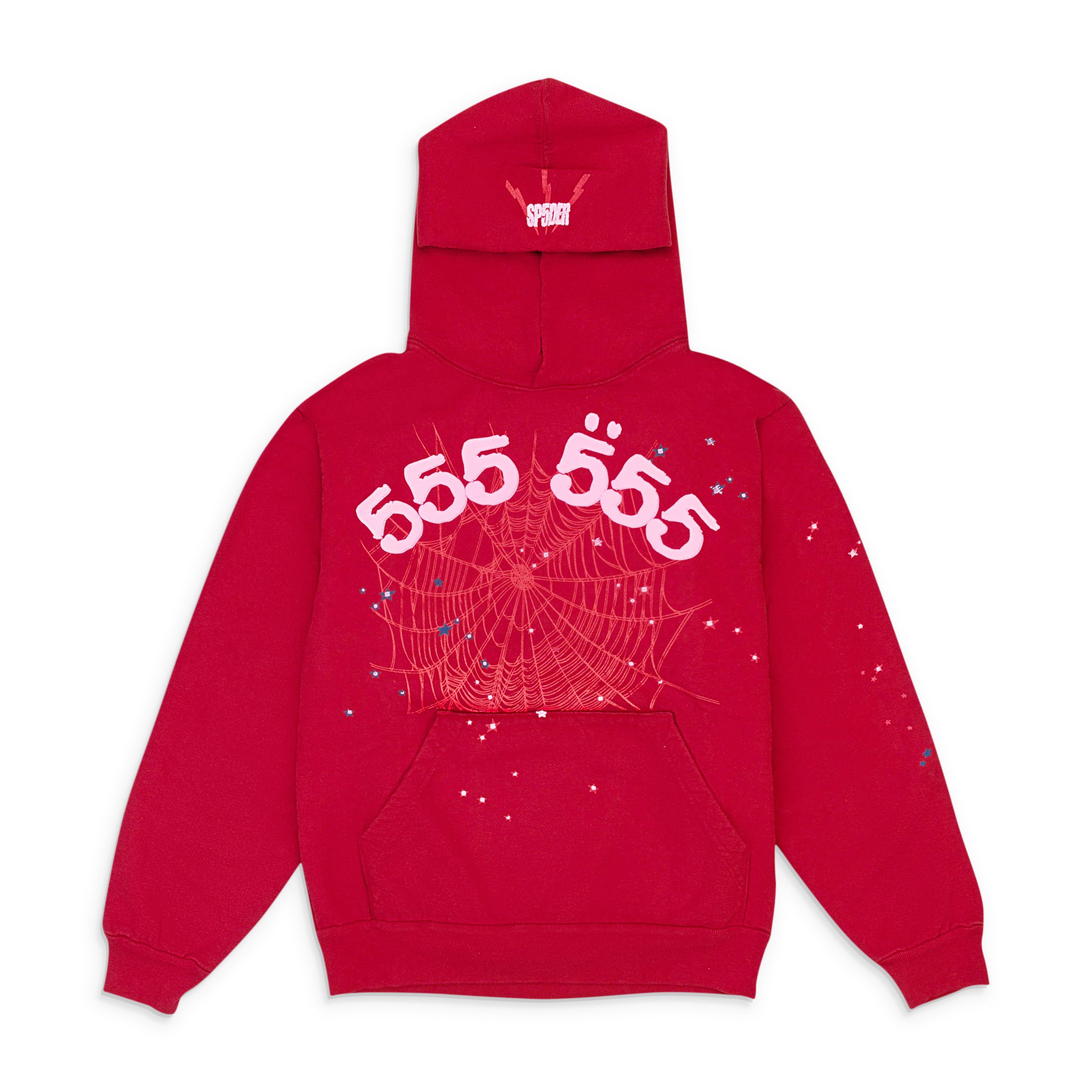 Pre-owned Sp5der Red Og Web Hoodie Size Xl In Multi