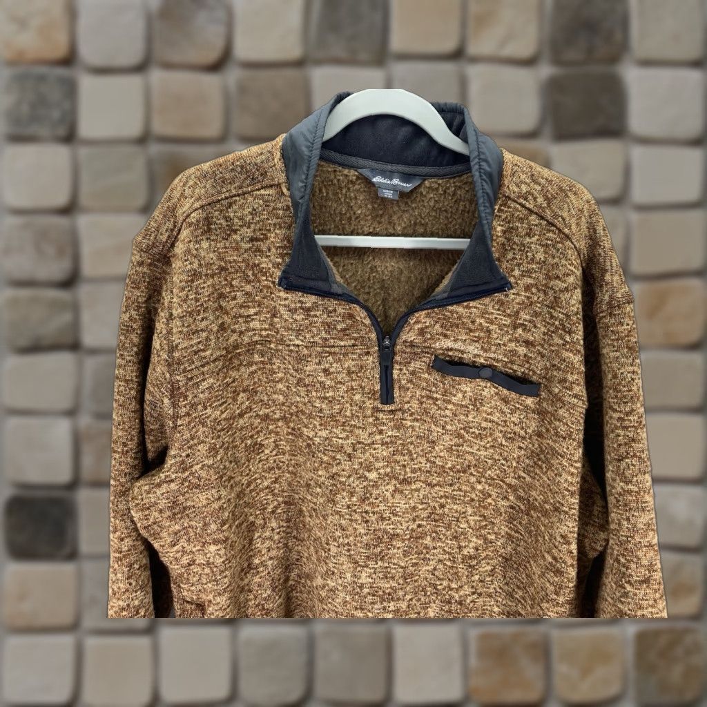 Eddie Bauer Eddie Bauer Fleece Sweater Men XL Brown 1/4 Zip Long Sleeve Mock Neck Pullover Size US XL / EU 56 / 4 - 1 Thumbnail
