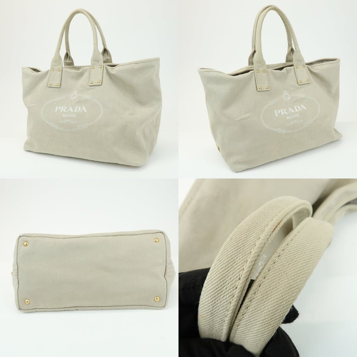 Prada Prada Canapa Logo Denim Tote Light Beige Size ONE SIZE - 3 Thumbnail