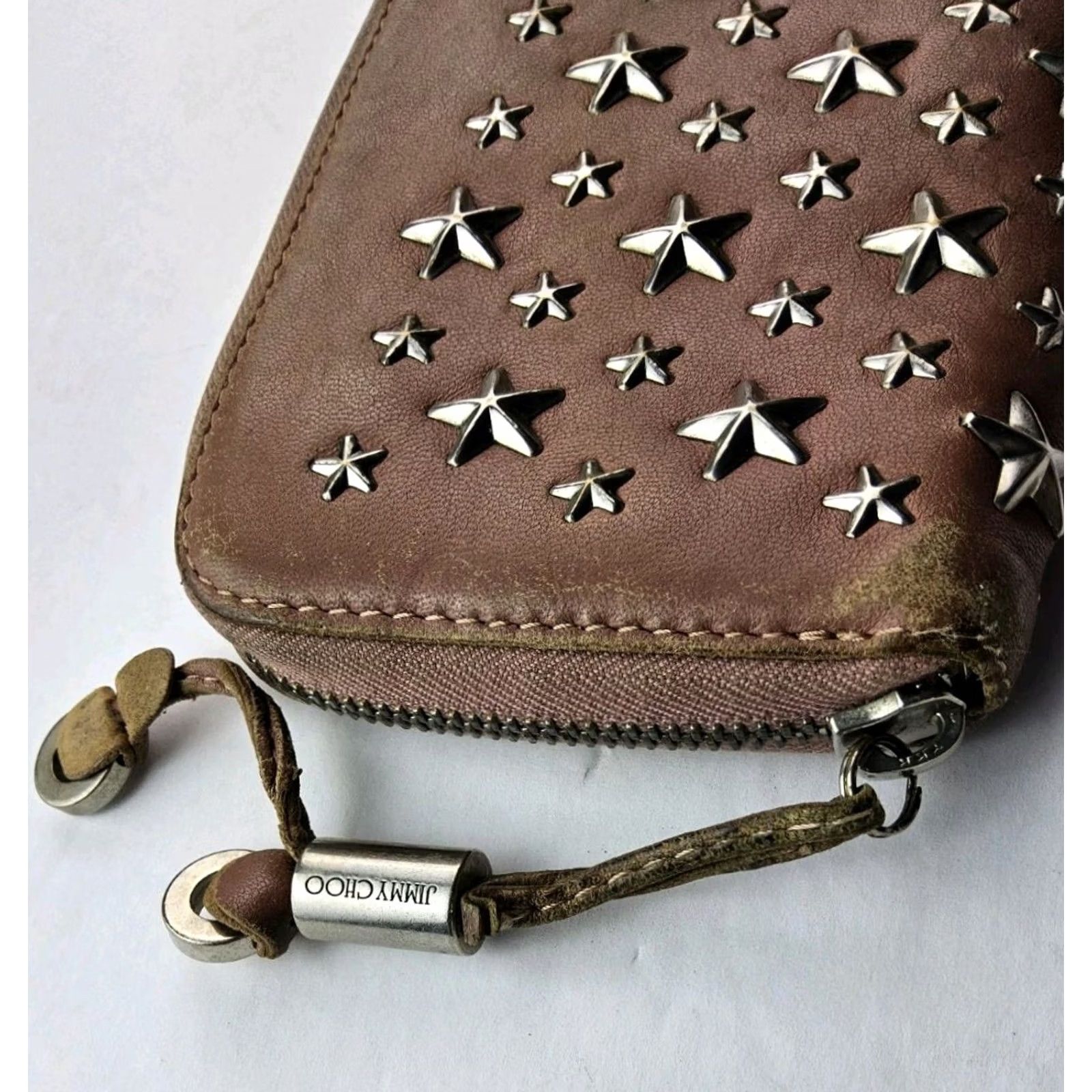 Jimmy Choo Jimmy Choo Wallet Zip Around Pink Leather Star Studded Womens Size ONE SIZE - 5 Thumbnail