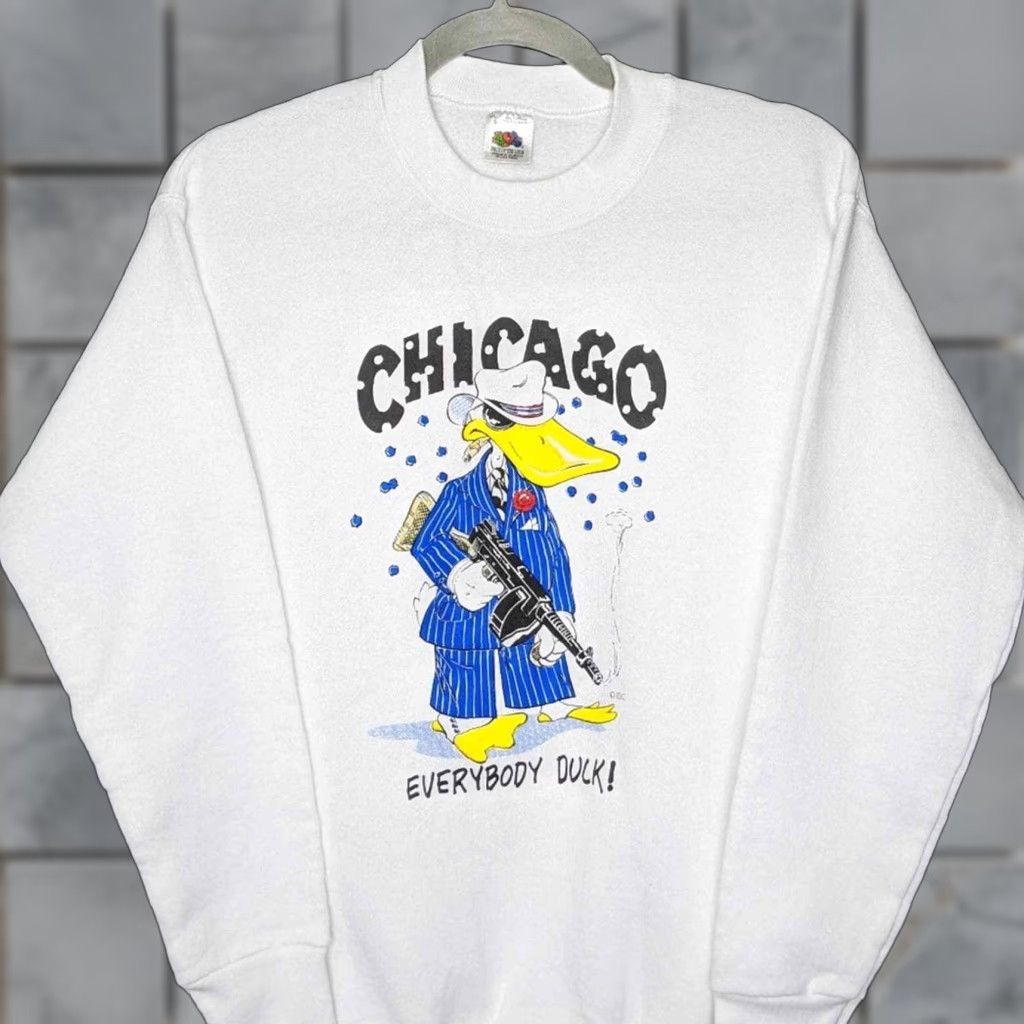Vintage VINTAGE Chicago Duck Crewneck Sweatshirt Humor Joke Vintage Funny Pullover Sweatshirt Unisex Adults S White Duck Hunter Humor Mens Womens Boys Girls Size S / US 4 / IT 40 - 1 Thumbnail