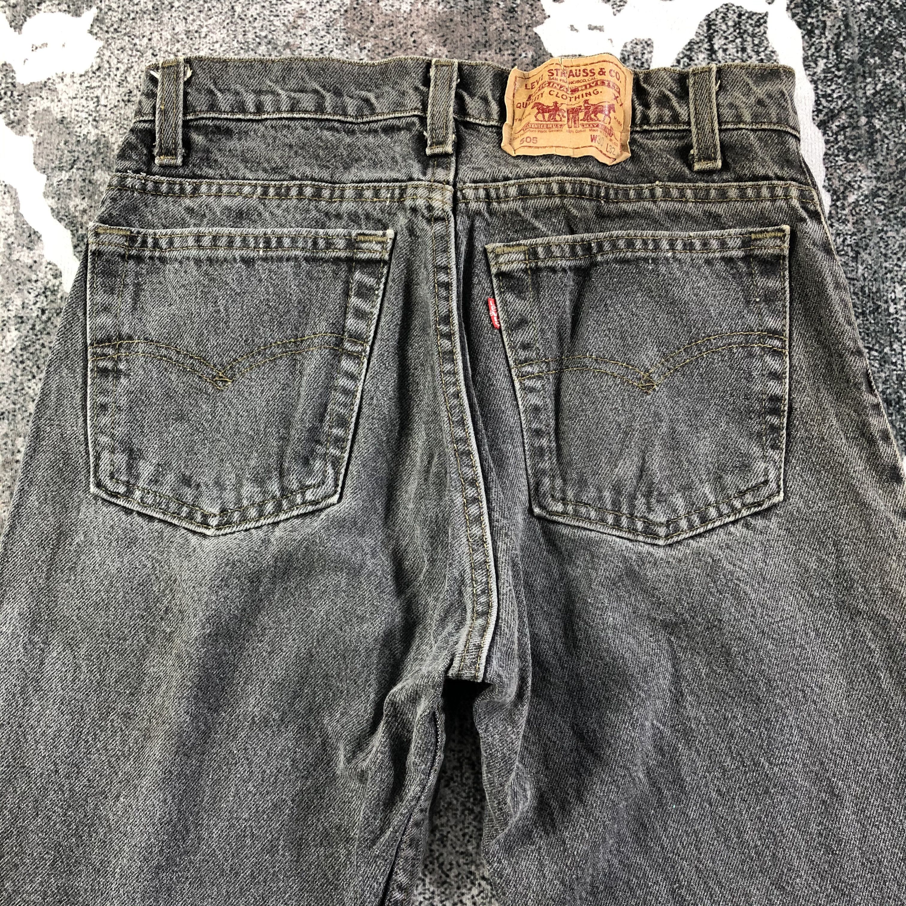 Levi's Vintage Levis 505 Jeans Faded Black Denim KJ1873 Size US 29 - 4 Thumbnail