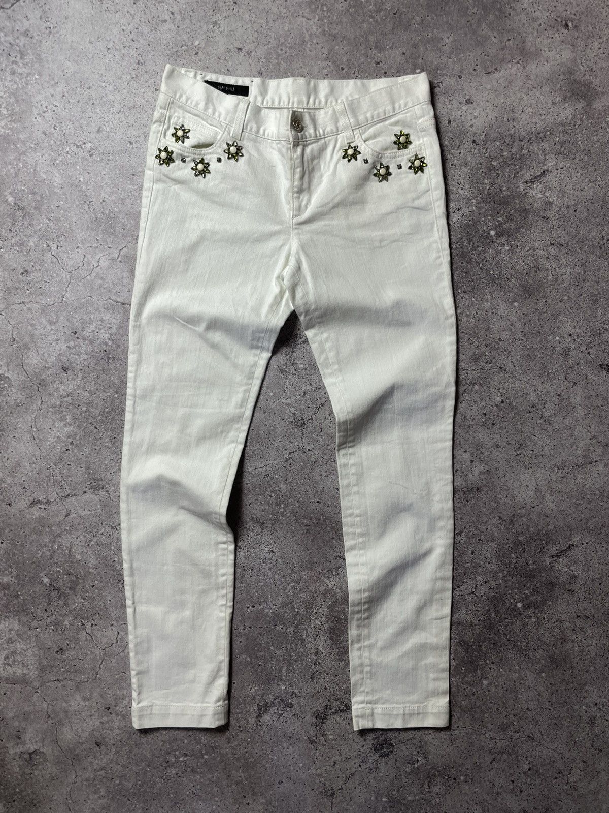 Gucci Gucci floral crystal-embellished skinny pants Size 27" / US 4 / IT 40 - 2 Thumbnail