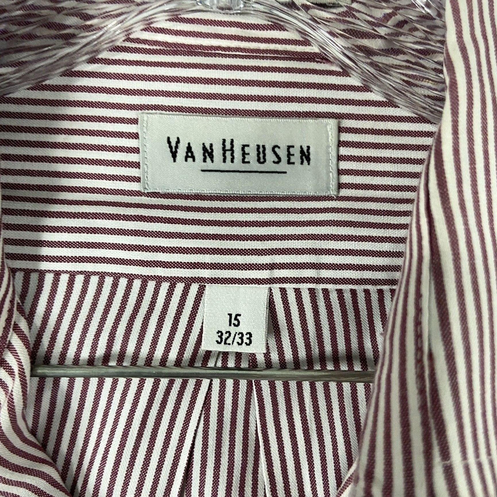 Van Heusen VINTAGE Van Heusen Button-Up Shirt Men Long Sleeve Red Striped 15 32/33 Adult Mens Size US M / EU 48-50 / 2 - 8 Thumbnail