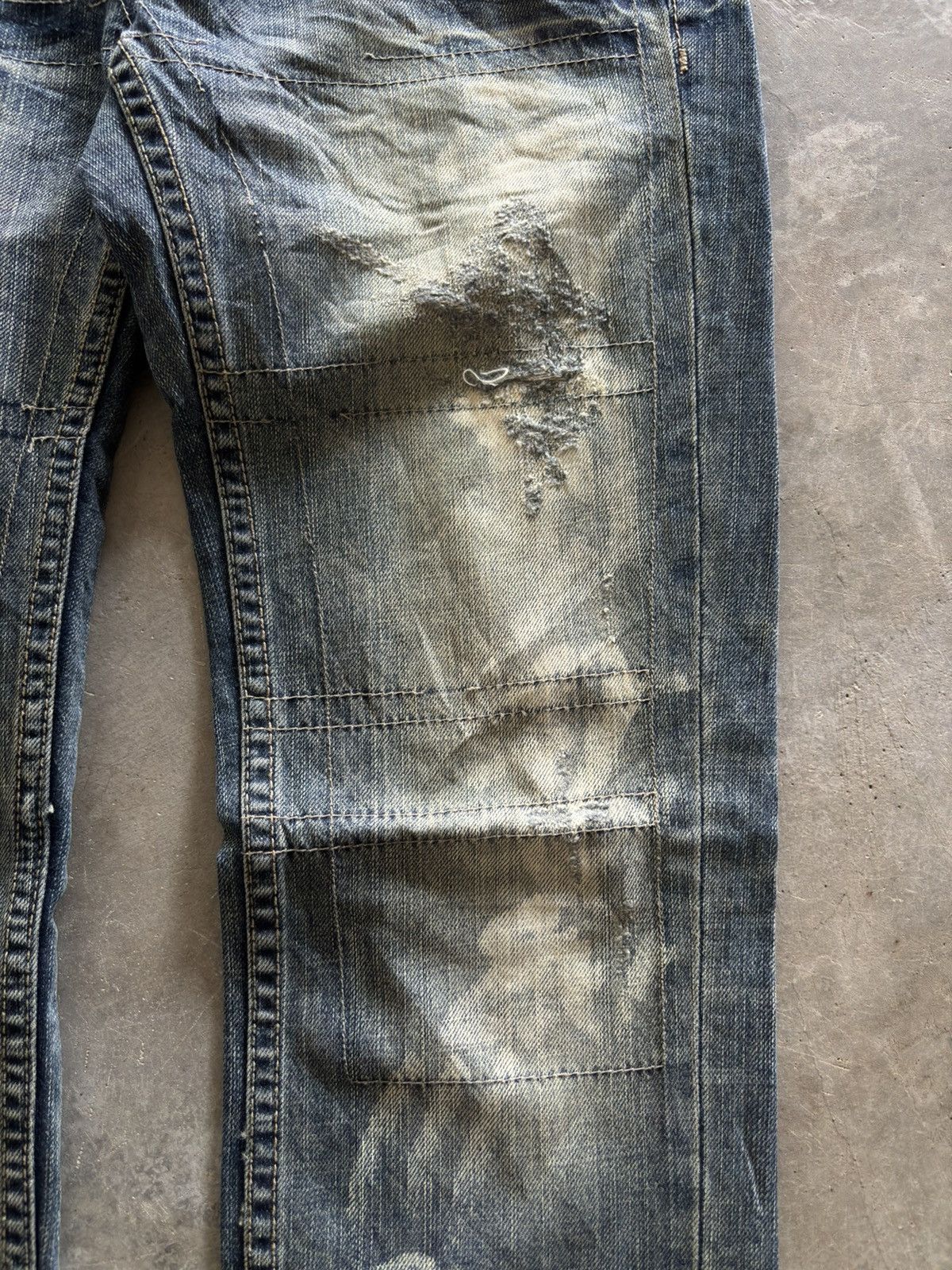 Japanese Brand COOK JEANS distressed japanese punk rockstar grunge low rise Size US 27 - 12 Thumbnail