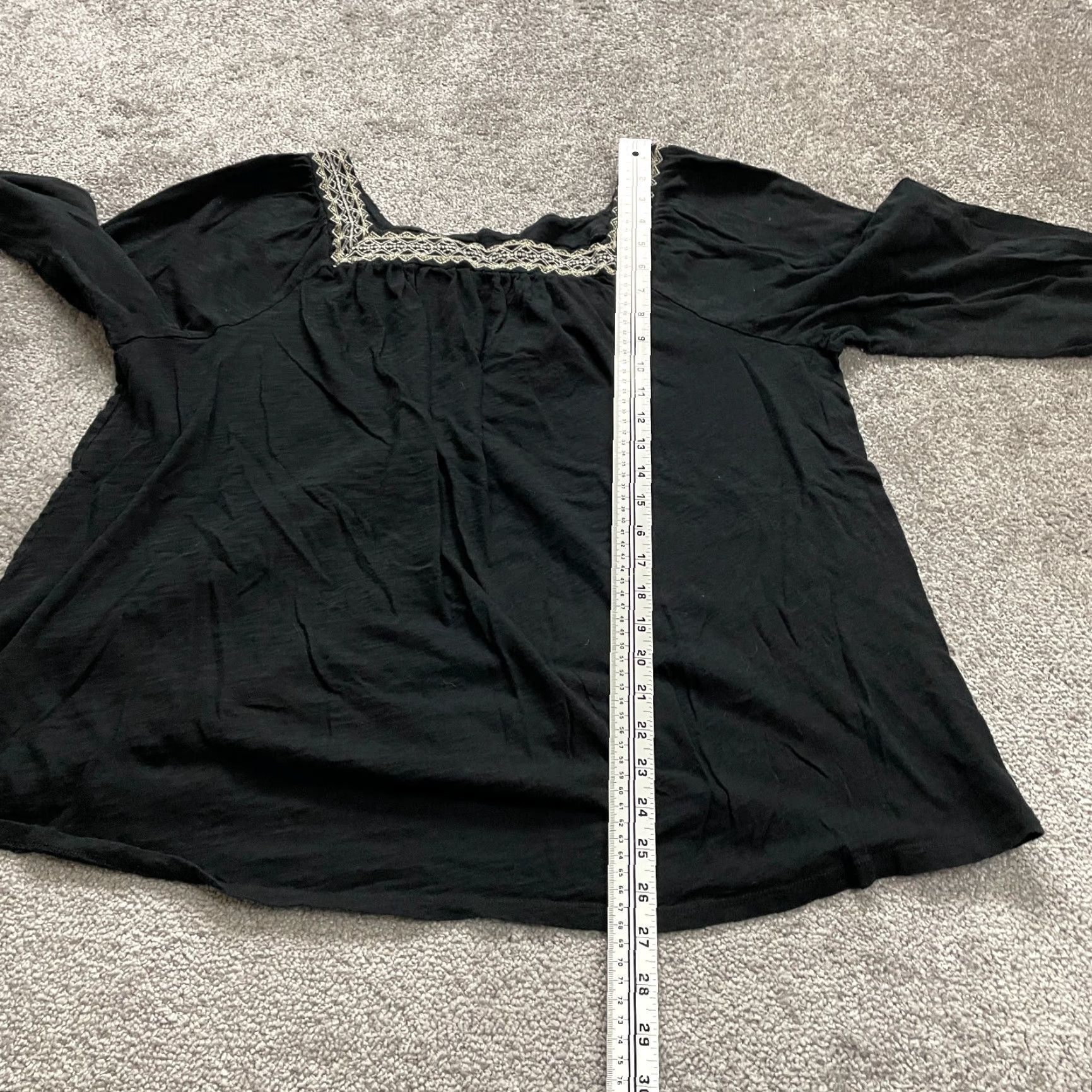 Old Navy Old Navy Blouse Women XL Black Long Sleeve Tunic Square Neck Embroidered Cotton Size XL / US 12-14 / IT 48-50 - 7 Thumbnail