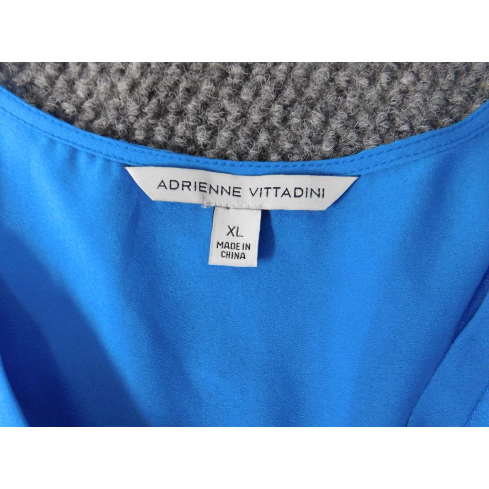 Vintage Adrienne Vittadini Blouse XL Womens Blue Striped Pullover Dolman Sleeve Collared Button Polyester Down” Size XL / US 12-14 / IT 48-50 - 4 Thumbnail