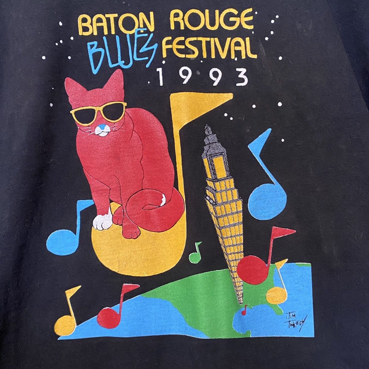 Fruit Of The Loom Vintage Jim Tweedy Red Cat Baton Rouge Blues Festival 1993XL Size US XL / EU 56 / 4 - 4 Thumbnail