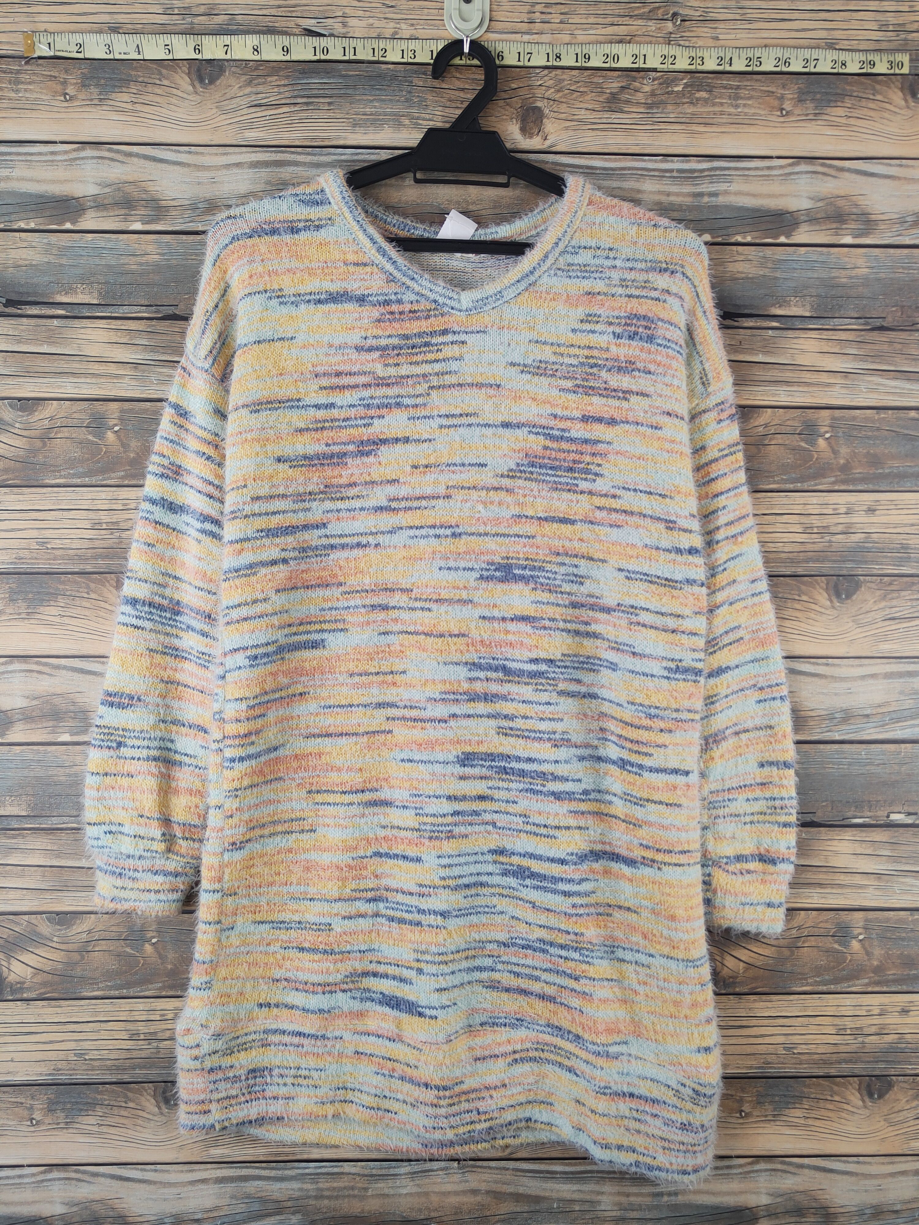 Japanese Brand DL Titicaca Orange Yellow Fur Mohair Knitwear #46-986 Size M / US 6-8 / IT 42-44 - 1 Thumbnail