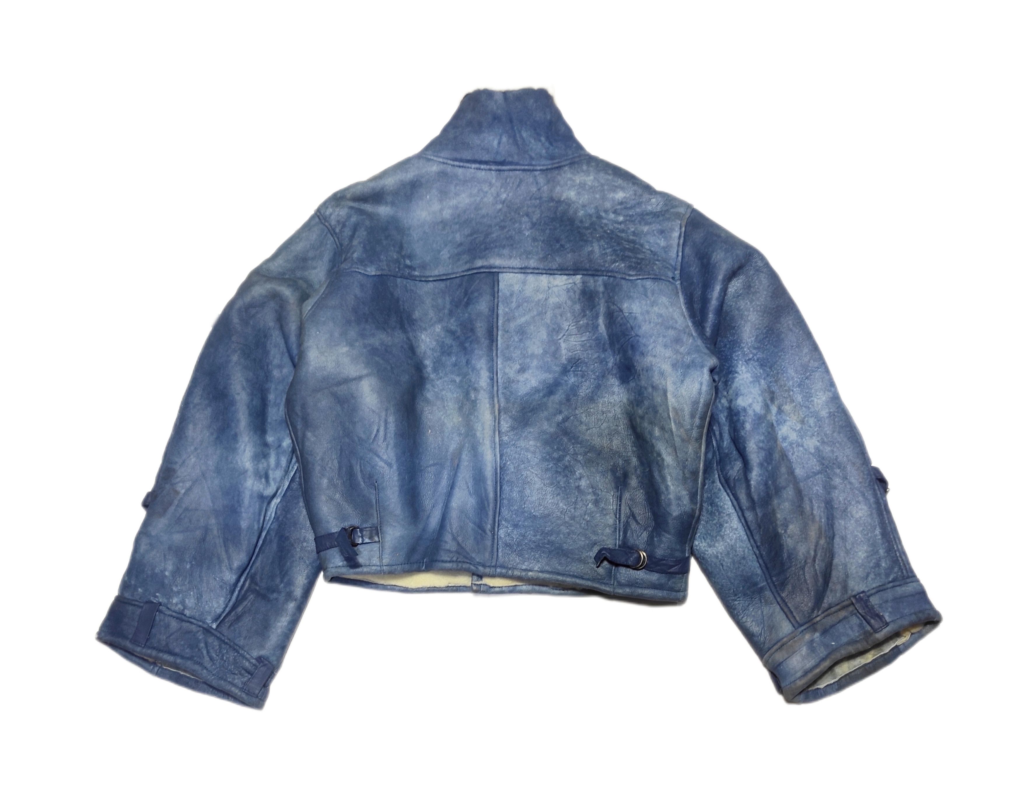 Leather Beautiful Antique Blue Z'ERGO Design Shearling Jacket Size US L / EU 52-54 / 3 - 4 Thumbnail