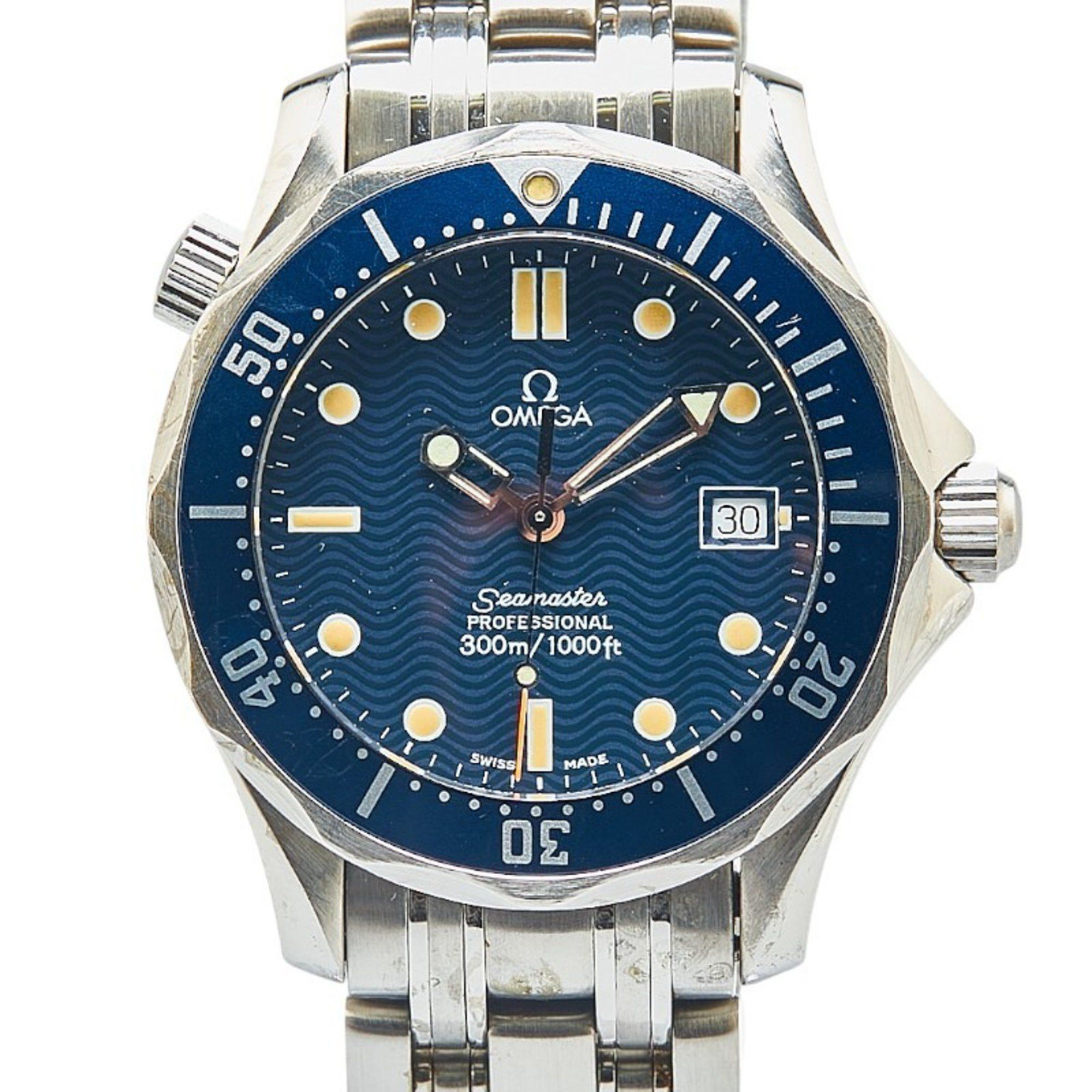 Omega Seamaster Watch 2561.80 Quartz Navy Dial Stainless Steel Ladies in Blue, Women's