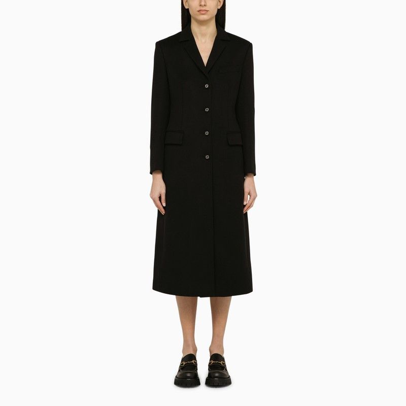 image of Gucci Black Single-Breasted Wool Coat, Women's (Size Small)