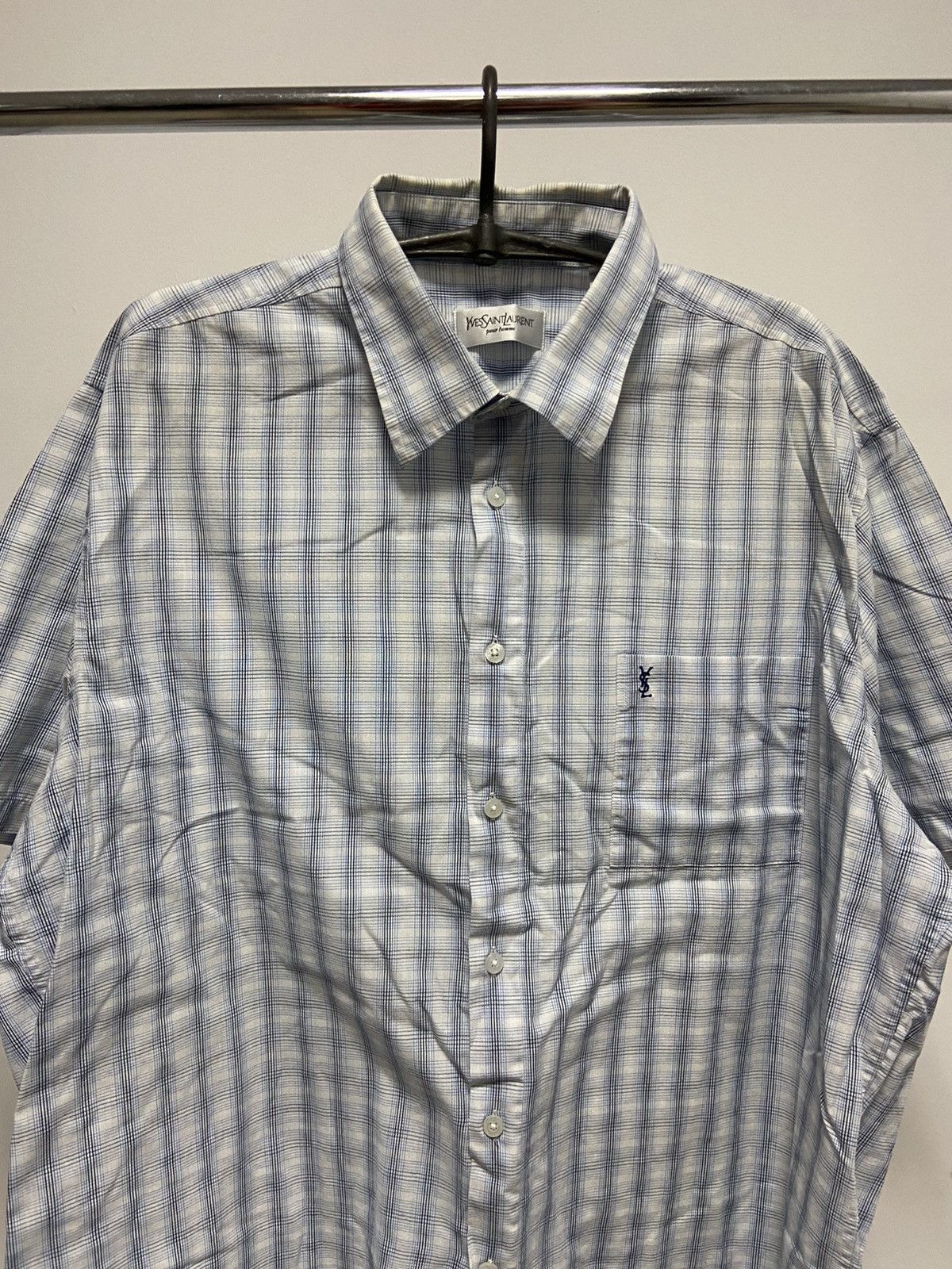 Vintage × Yves Saint Laurent Yves Saint Laurent Button Ups short sleeve small logo Size US XL / EU 56 / 4 - 2 Thumbnail