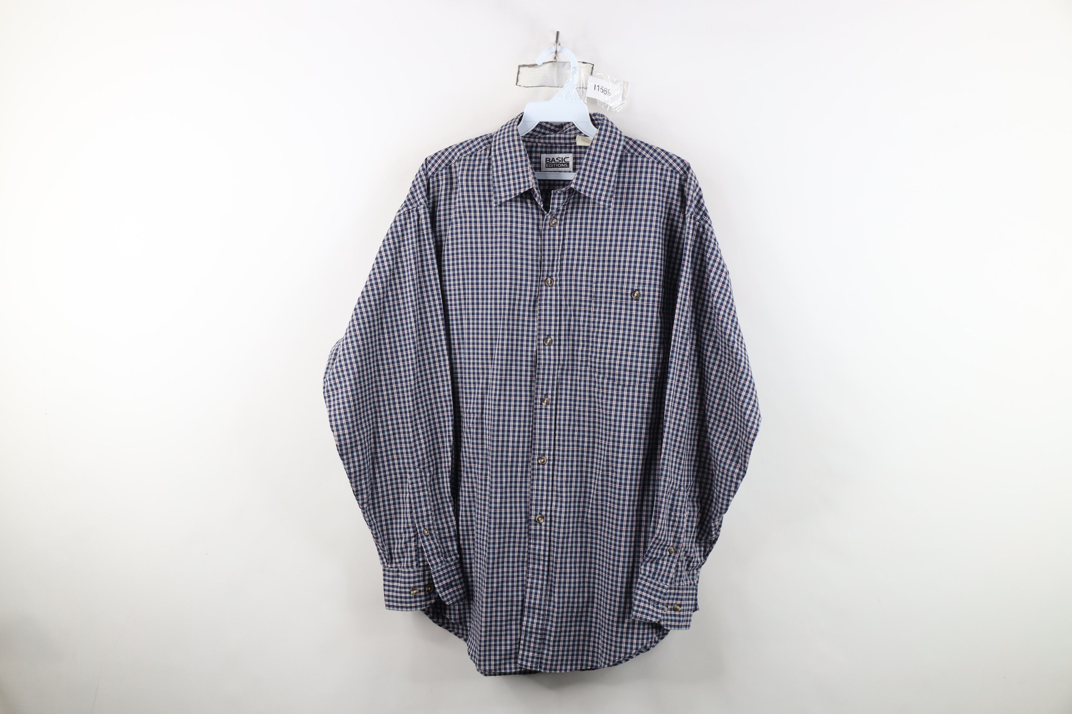 Vintage Vintage 90s Streetwear Collared Button Shirt Blue Plaid Size US M / EU 48-50 / 2 - 1 Thumbnail