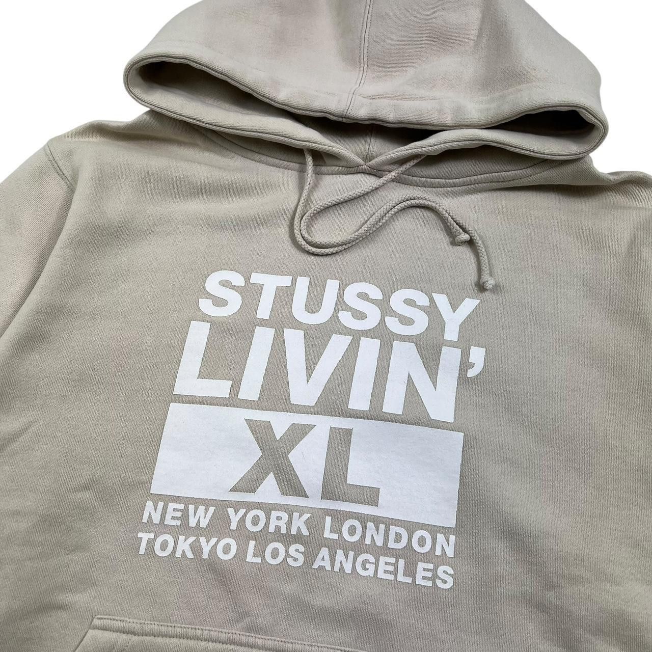 Stussy Vintage 2000s Stussy Livin XL Pullover Hoodie Cream - Medium Size US M / EU 48-50 / 2 - 2 Thumbnail