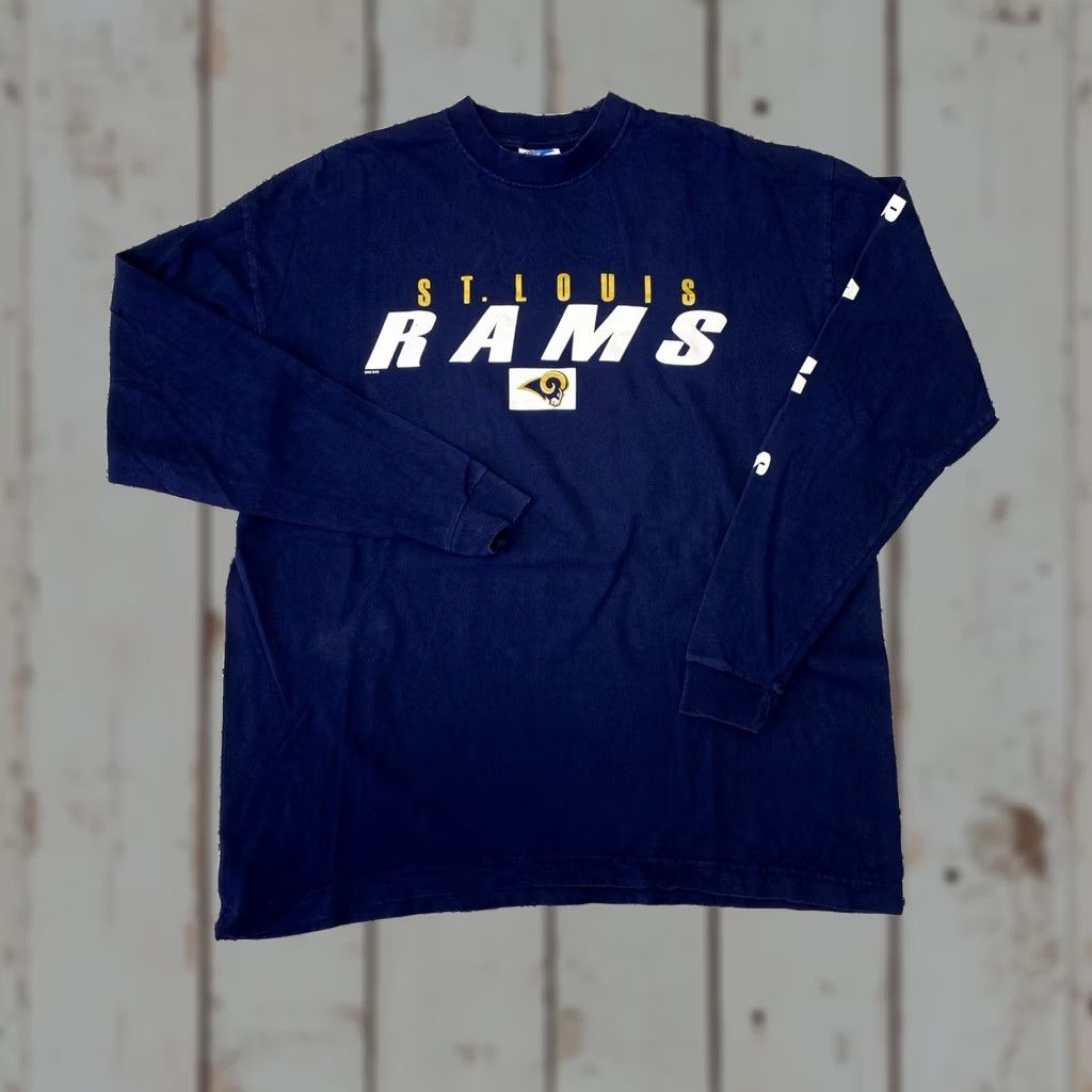 NFL VINTAGE Majestic Y2K NFL St. Louis Rams Long Sleeve Shirt XL Men Blue Size US XL / EU 56 / 4 - 1 Thumbnail