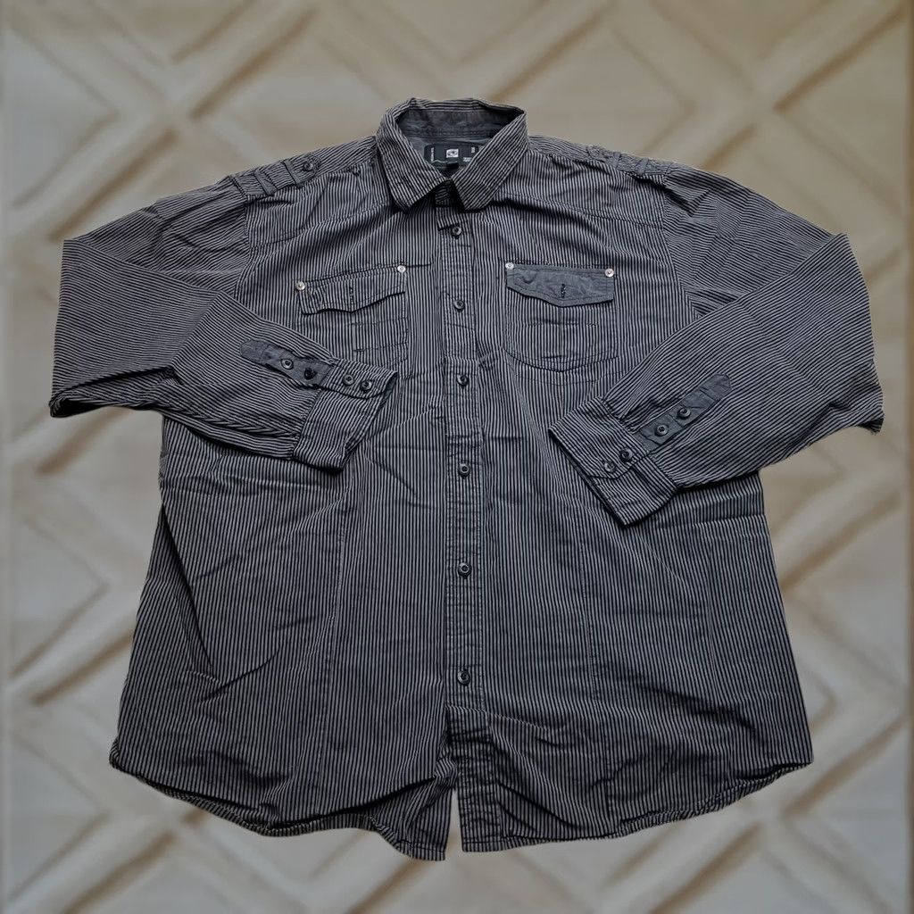 Vintage Ocean Current Shirt Mens 2XL Gray Dark Button Down Long Sleeve Pockets Top Size US XXL / EU 58 / 5 - 1 Thumbnail
