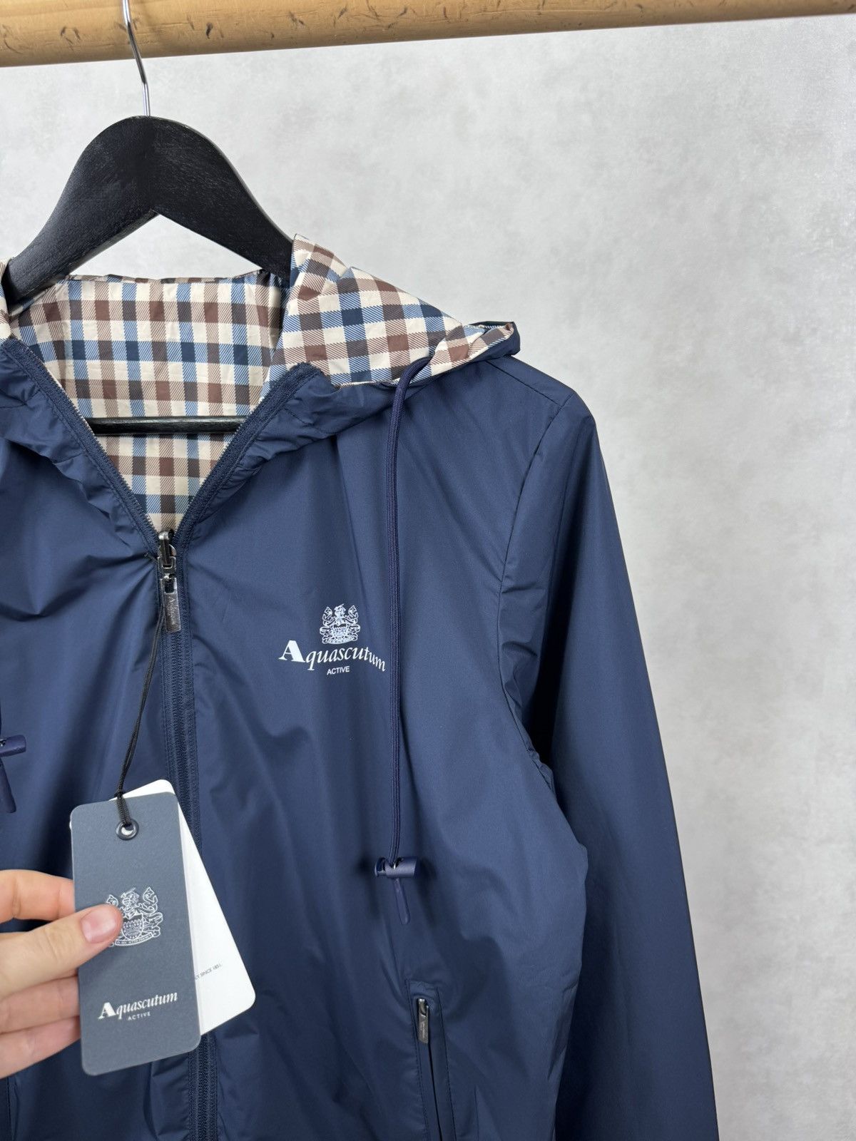 Aquascutum Aquascutum Men`s Hooded Reversible Sailor Checked Jacket Size US S / EU 44-46 / 1 - 5 Thumbnail
