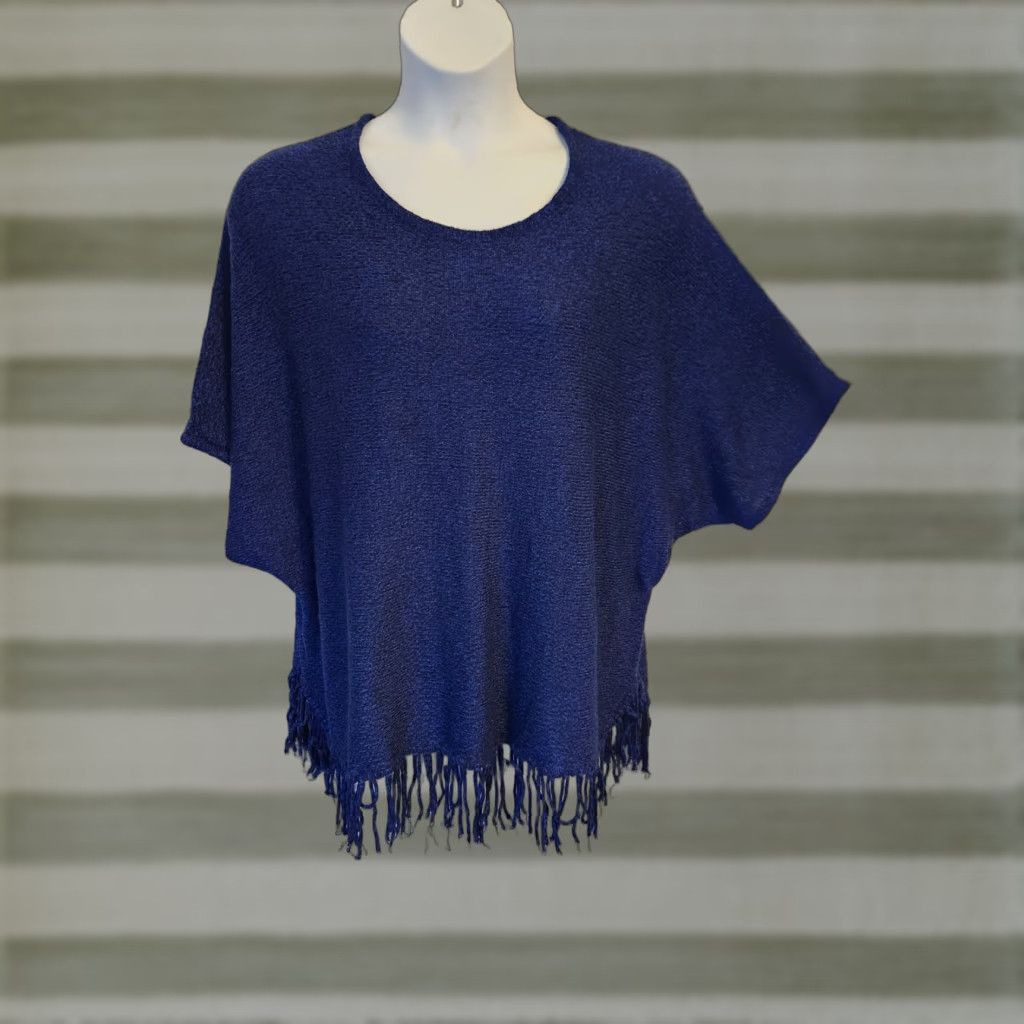 Vintage Relativity Womens Blue Knit Batwing Fringe Crewneck Pullover Sweater 3X Size Plus Size Simpli-Consult Legacy Size XXL / US 16-18 / IT 52-54 - 1 Thumbnail