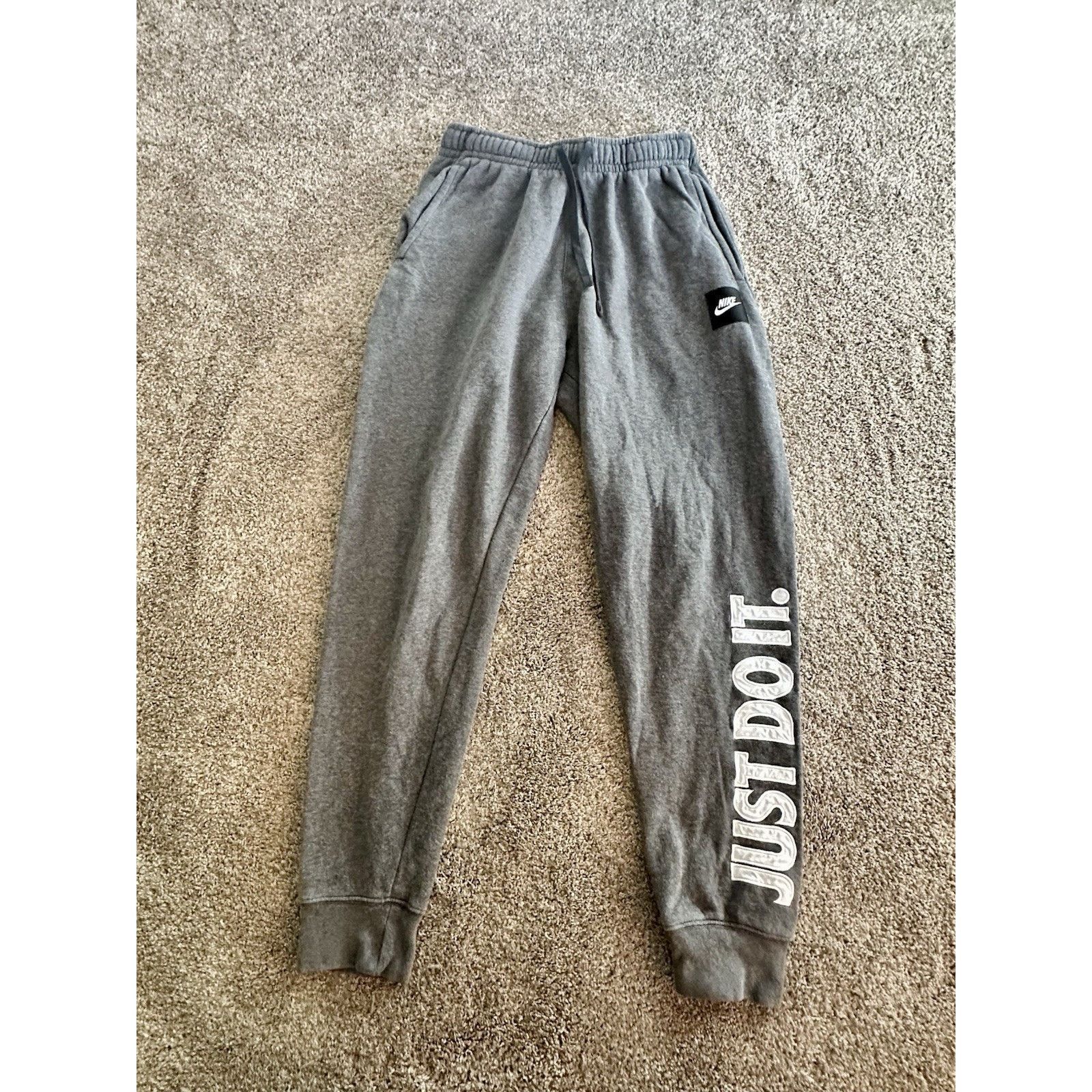 Nike Nike Fleece Jogger Sweatpants Mens Small Gray JUST DO IT Size US 29 - 1 Thumbnail