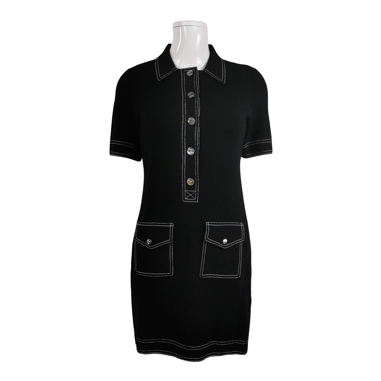 Tory Burch Tory Burch XXS Black Cotton Contrast Stitch Dress Size XXS / US 00 / IT 34 - 1 Thumbnail