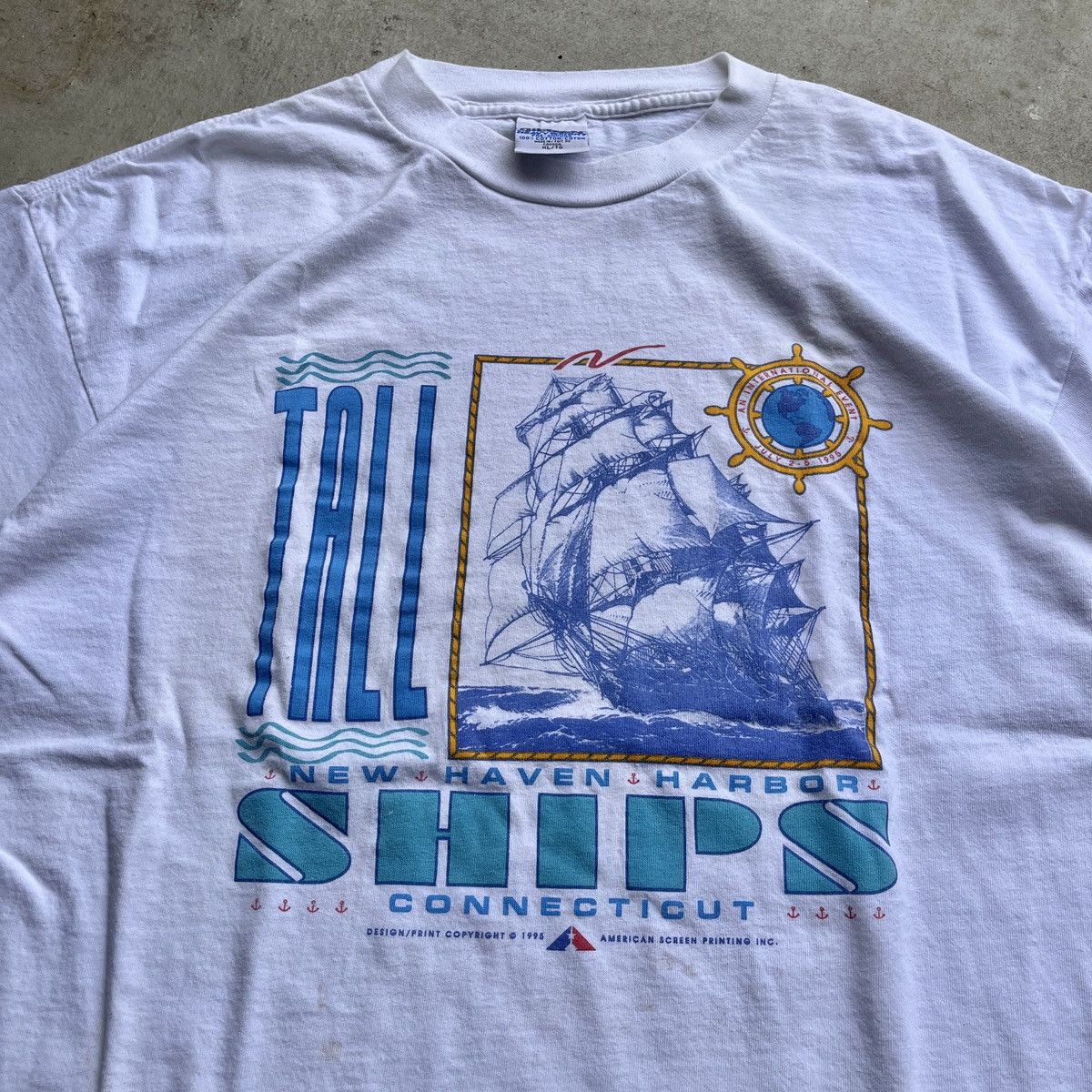 Gildan × Vintage 1995 Connecticut Ships Graphic T Shirt Size US XL / EU 56 / 4 - 2 Thumbnail