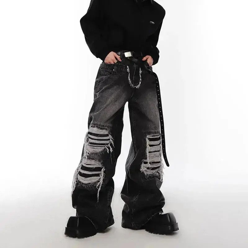 Japanese Brand Japanese Opium Ripped pants design high street holes washed Size US 32 / EU 48 - 1 Thumbnail