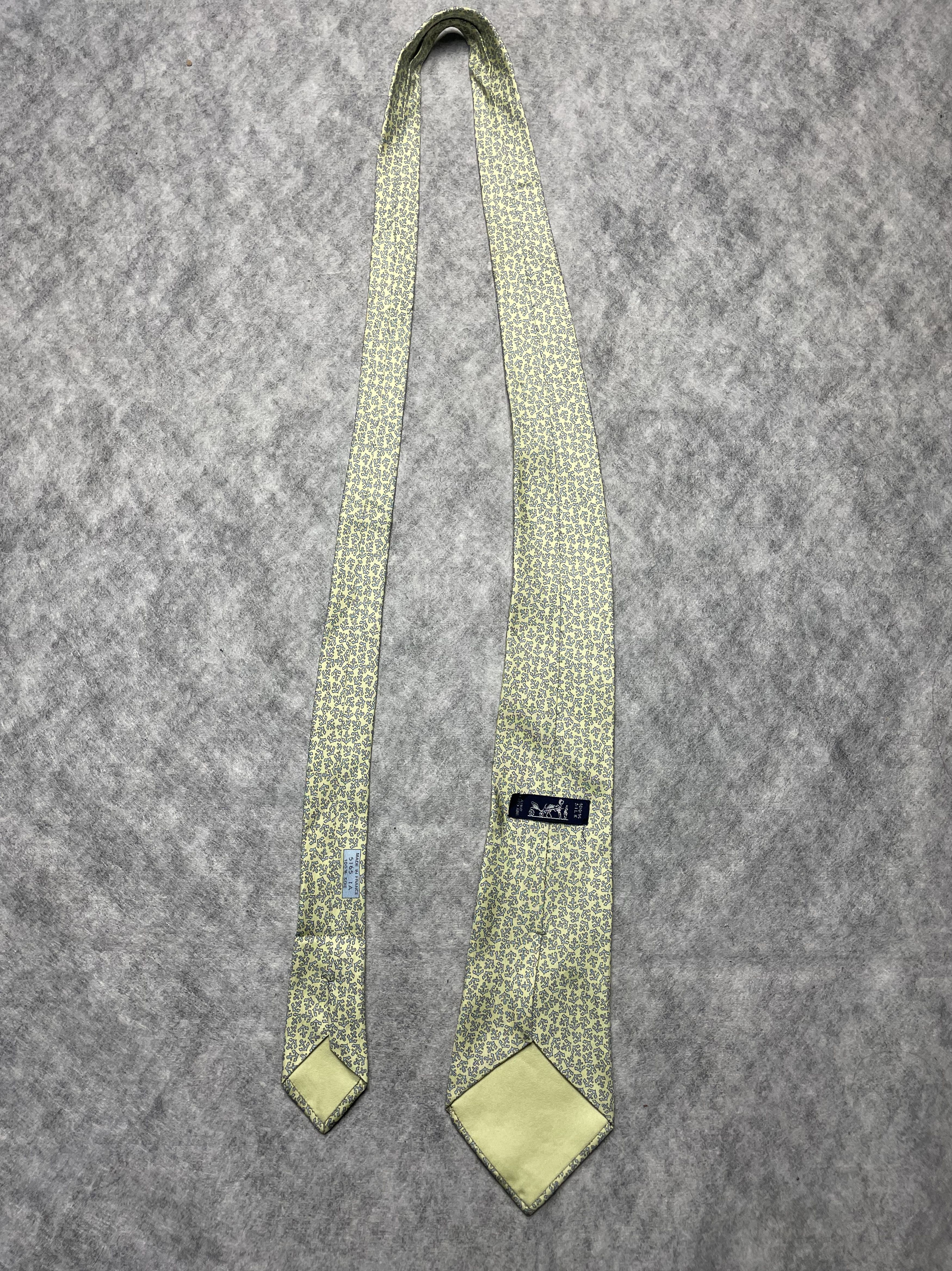 Hermes HERMES Paris 5165 IA Yellow Anchor Print Silk Tie Size ONE SIZE - 8 Thumbnail