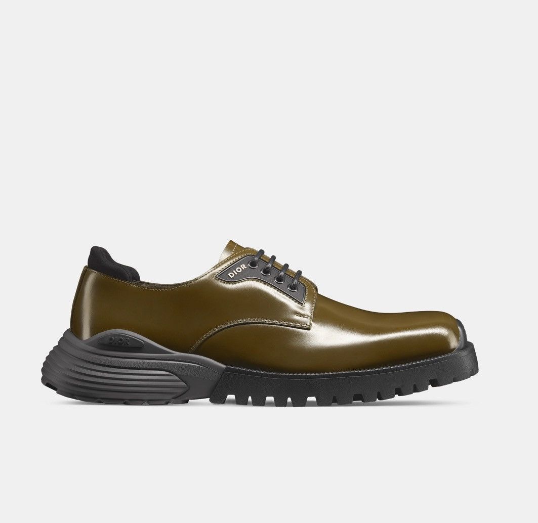 Dior Combat Derby Shoes in Khaki Polished Calfskin