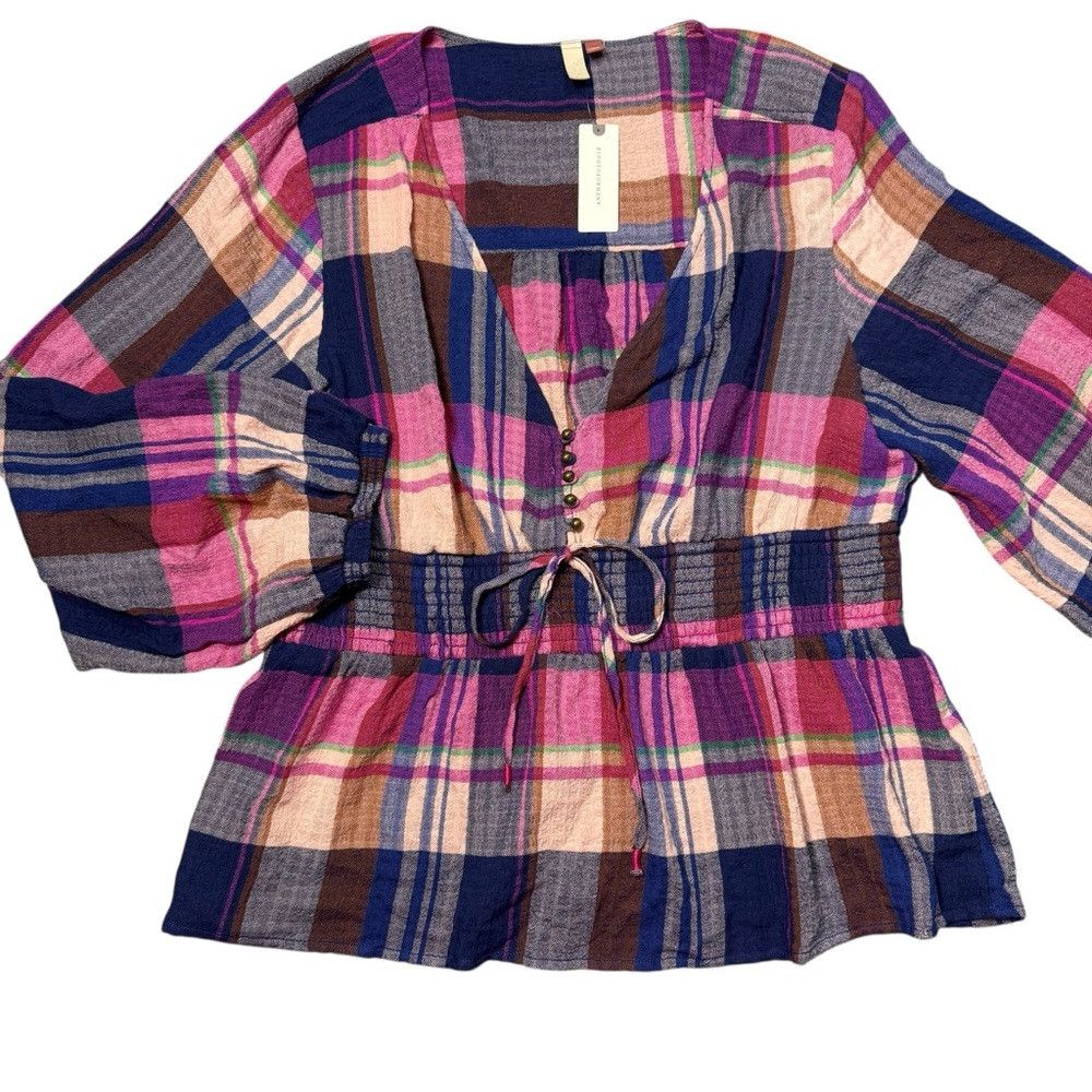 Anthropologie NWT New $98 Pilcro Plaid Deep-V Blouse Size XL Size XL / US 12-14 / IT 48-50 - 6 Thumbnail