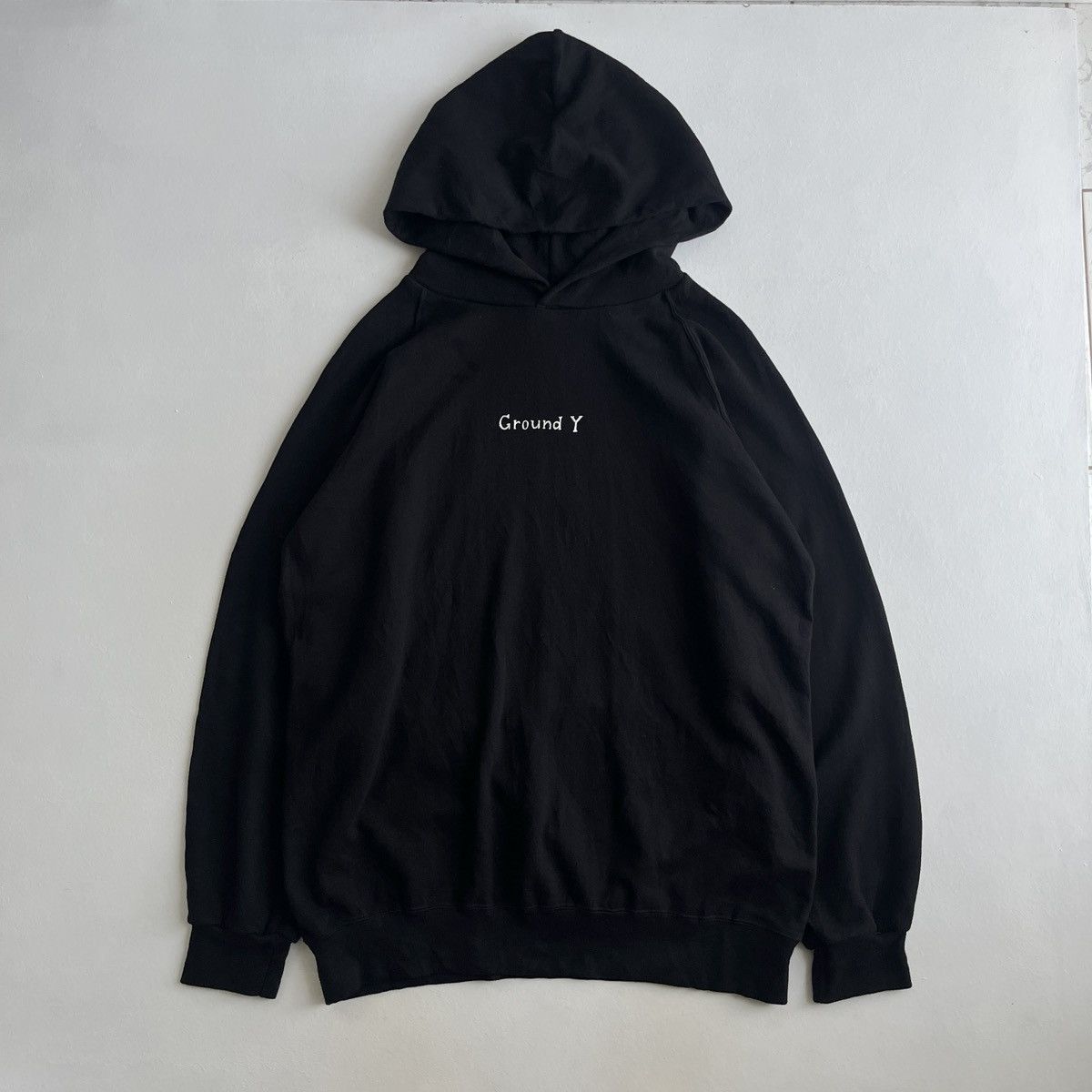 image of Groundy Ground Y By Yohji Yamamoto Hoodie in Black, Men's (Size Medium)