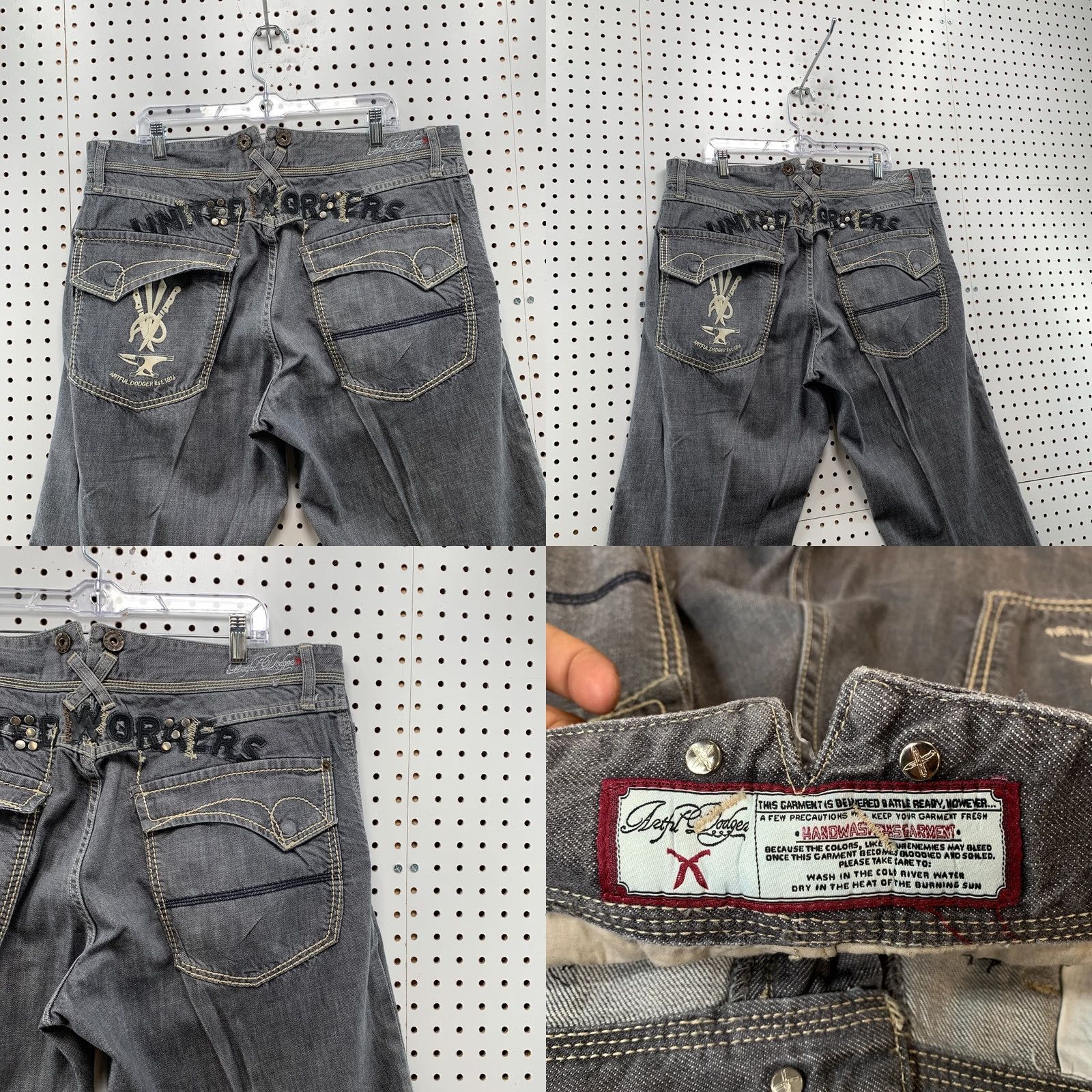 Denime VINTAGE Artful Dodger Denim Jeans Men 42 40x32 Gray Distressed Y2K Style Size US 42 / EU 58 - 8 Thumbnail