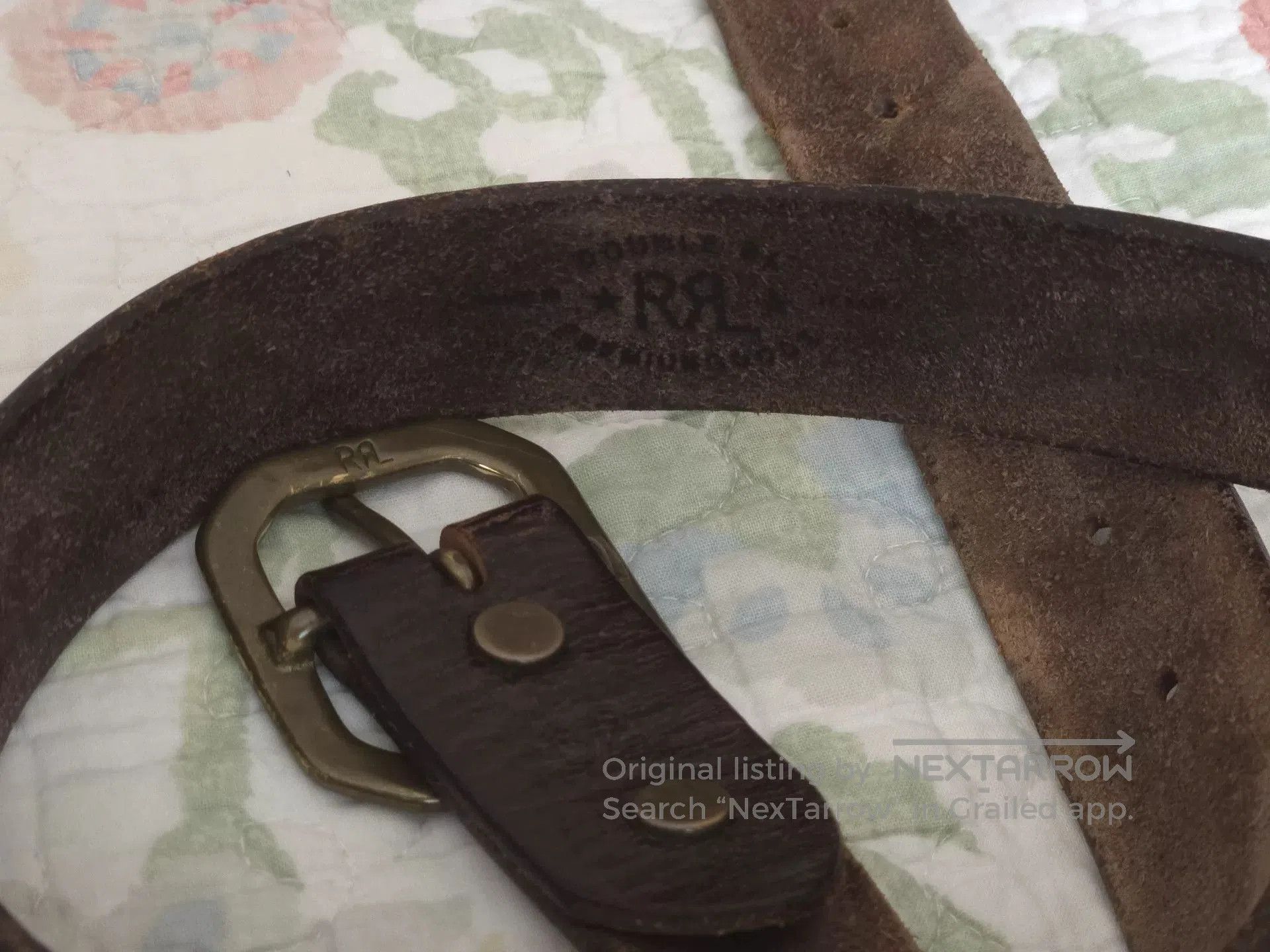 RRL Ralph Lauren RRL W32 Octagonal Buckle Cracked Belt. Size ONE SIZE - 5 Thumbnail