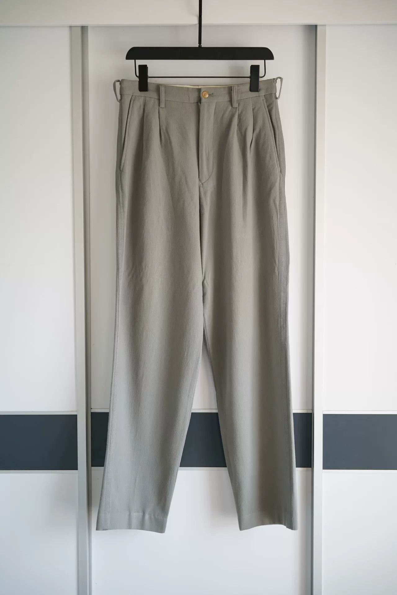 Yohji Yamamoto Yohji Yamamoto Gray Side Stripe Wool Pants Size US 37 - 1 Thumbnail
