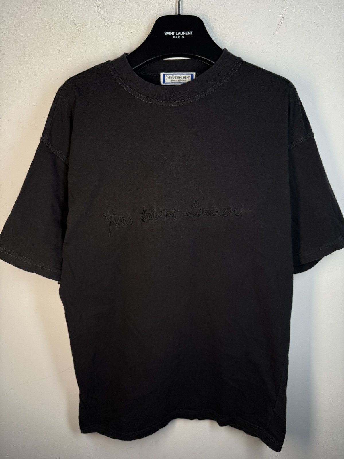 Yves Saint Laurent 90s YSL T-Shirt Big Logo Black Shirt Vintage Tee Size US M / EU 48-50 / 2 - 2 Thumbnail