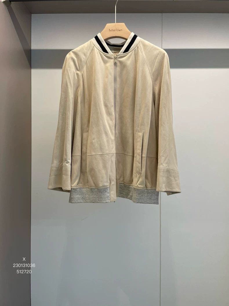 Brunello Cucinelli Beige Leather Jacket 46
