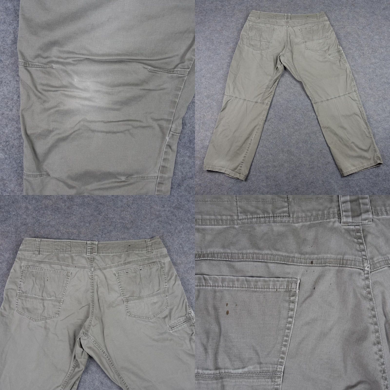 Vintage Kuhl Slackr Pants Mens 38x30 Gray Chino Stretch Articulated Knees Casual Regular Straight Front Pockets 98% Cotton 2% Spandex Size US 38 / EU 54 - 8 Thumbnail