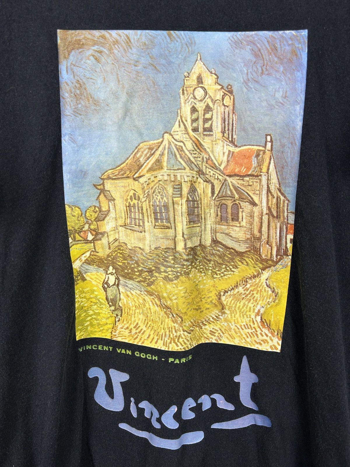 Vintage 90s Vintage Vincent Van Gogh The Church In Auvers T-Shirt Size US L / EU 52-54 / 3 - 2 Thumbnail