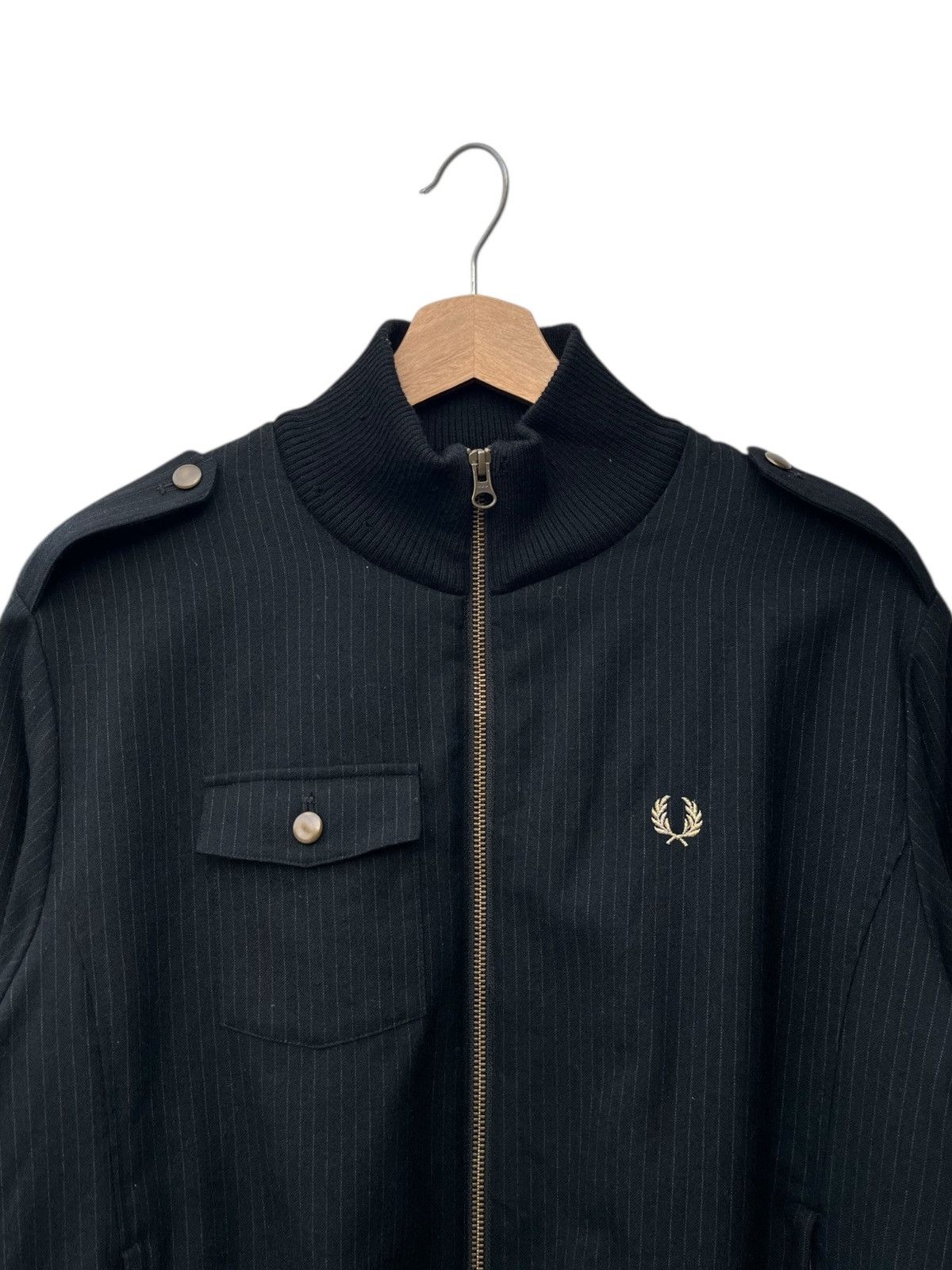 Fred Perry Fred Perry Pinstripe Shoulder Epaulets Full Zip Jacket Size US S / EU 44-46 / 1 - 5 Thumbnail