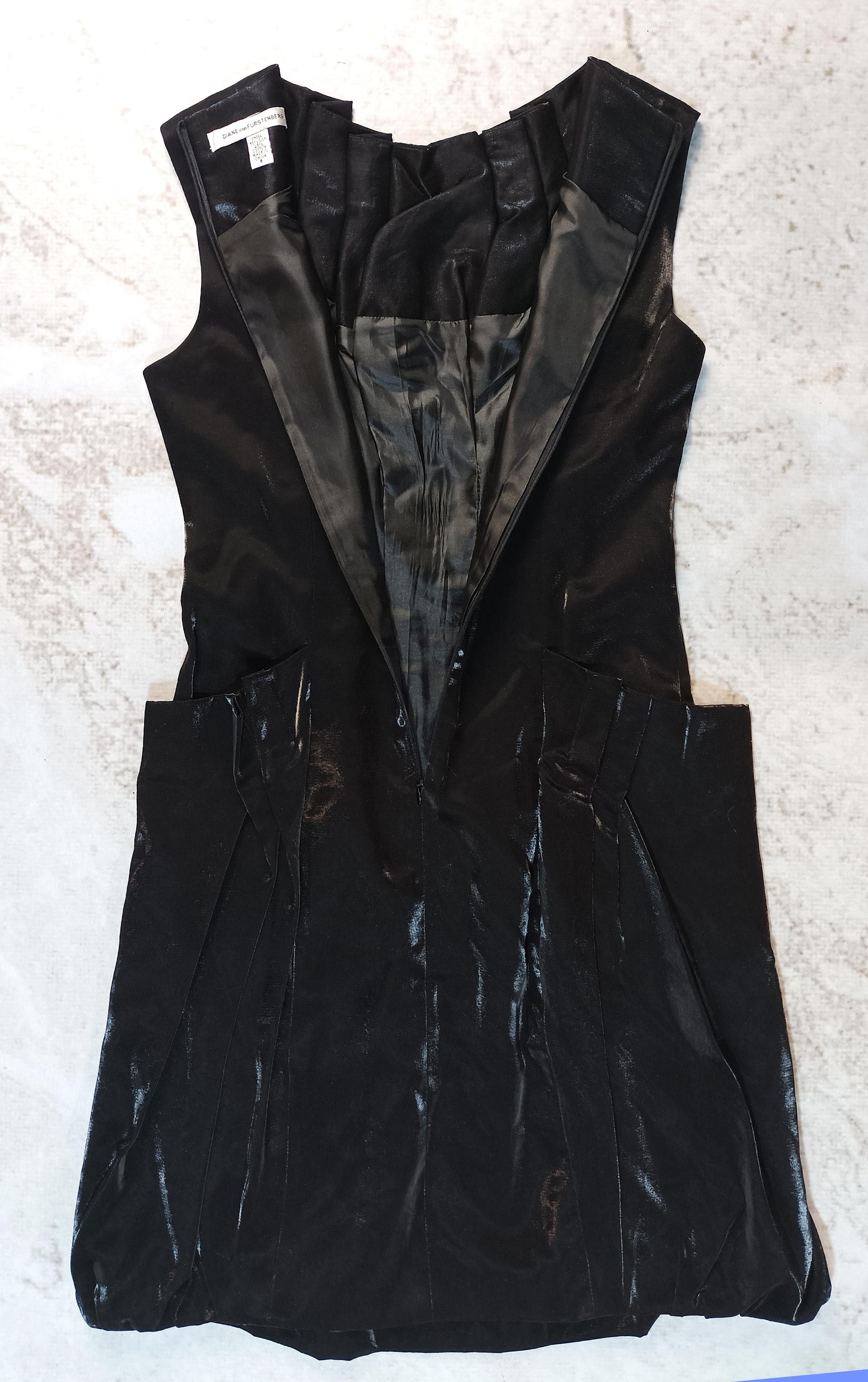 Diane von Furstenberg Diane von Furstenberg Black Silk Cotton Pleated Dress Size 6 Size M / US 6-8 / IT 42-44 - 2 Thumbnail