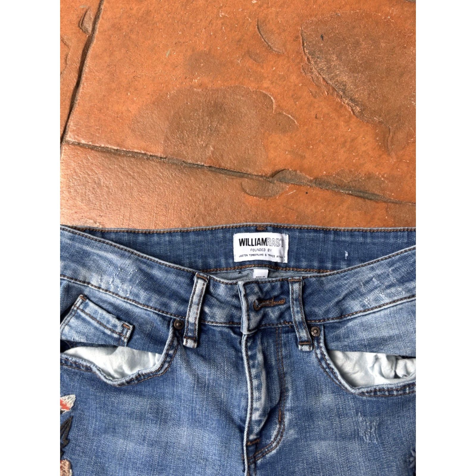 Denime William Rast Jeans Floral Patch Denim Cotton Stretch Skinny Leg Jeans Womens 26 Blue Modern Vintage No Size 26" / US 2 / IT 38 - 6 Thumbnail