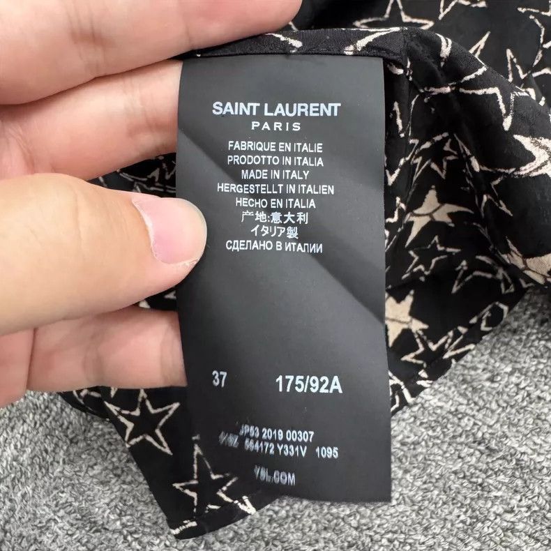 Saint Laurent Paris Saint Laurent Paris Black Star Print Long Sleeve Shirt-250 Size US M / EU 48-50 / 2 - 4 Thumbnail