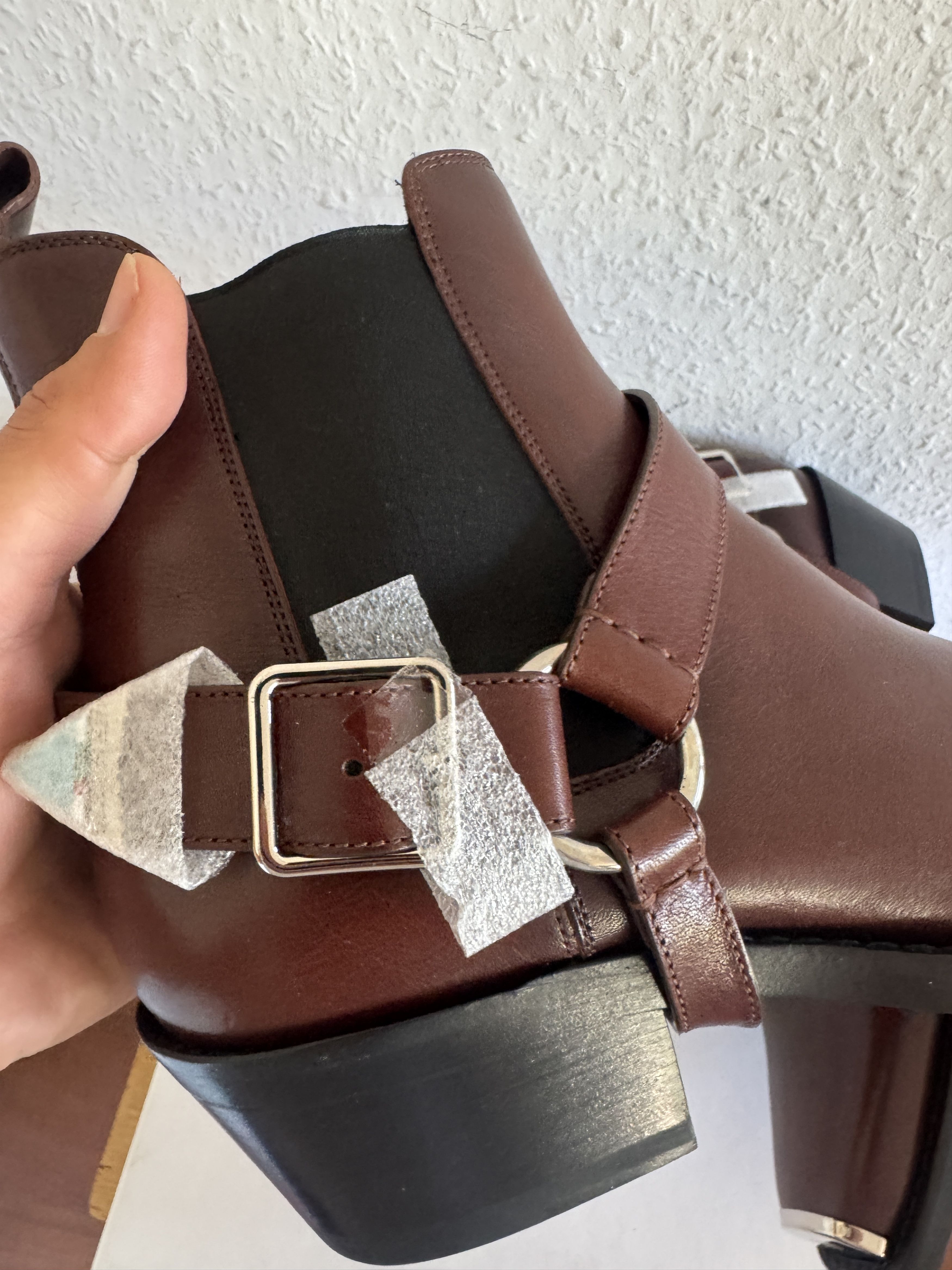 Brown Leather Harness Boots