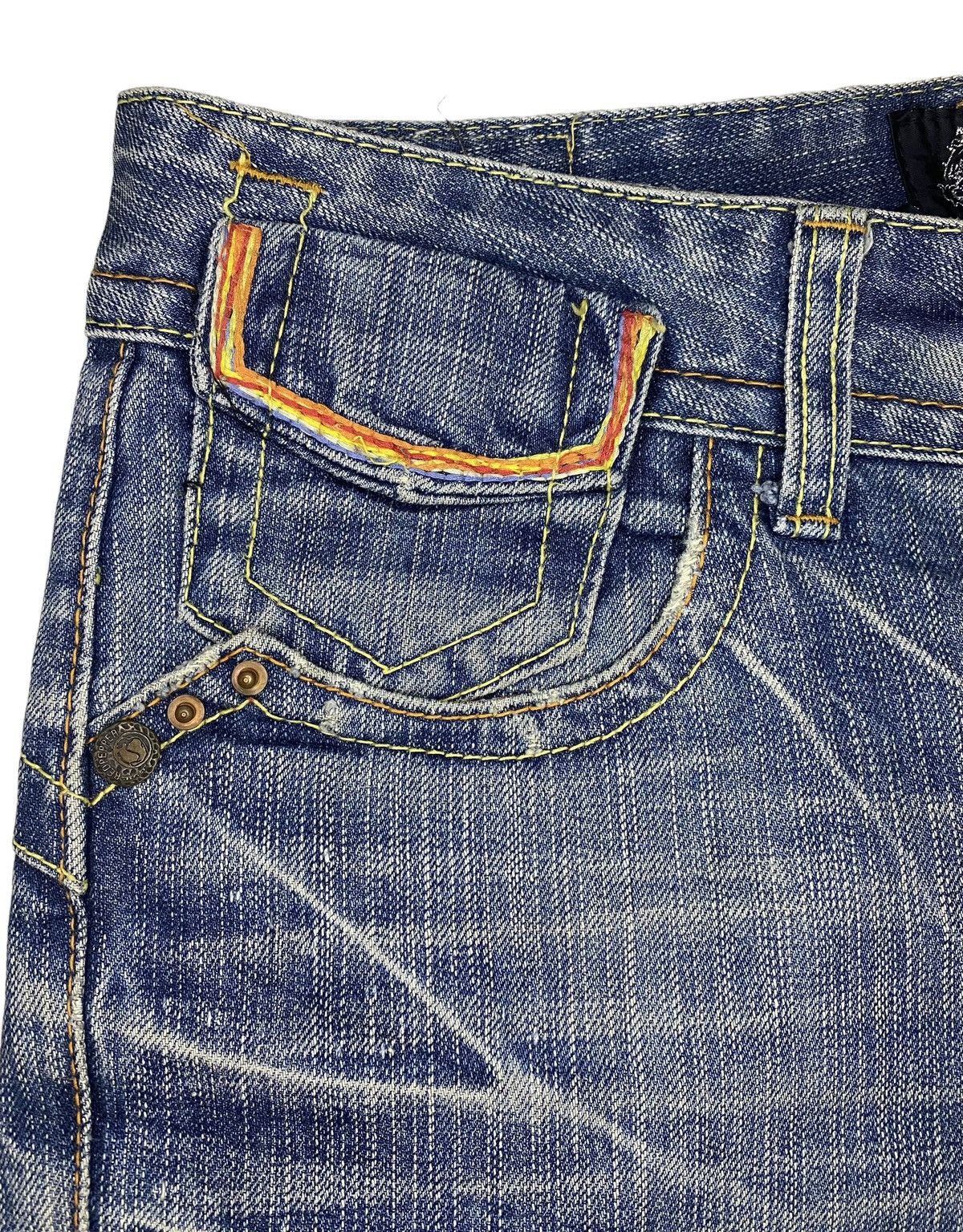 If Six Was Nine × Japanese Brand × Le Grande Bleu (L.G.B.) Vintage Red Pepper Flared Jean Distressed Size US 33 - 5 Thumbnail