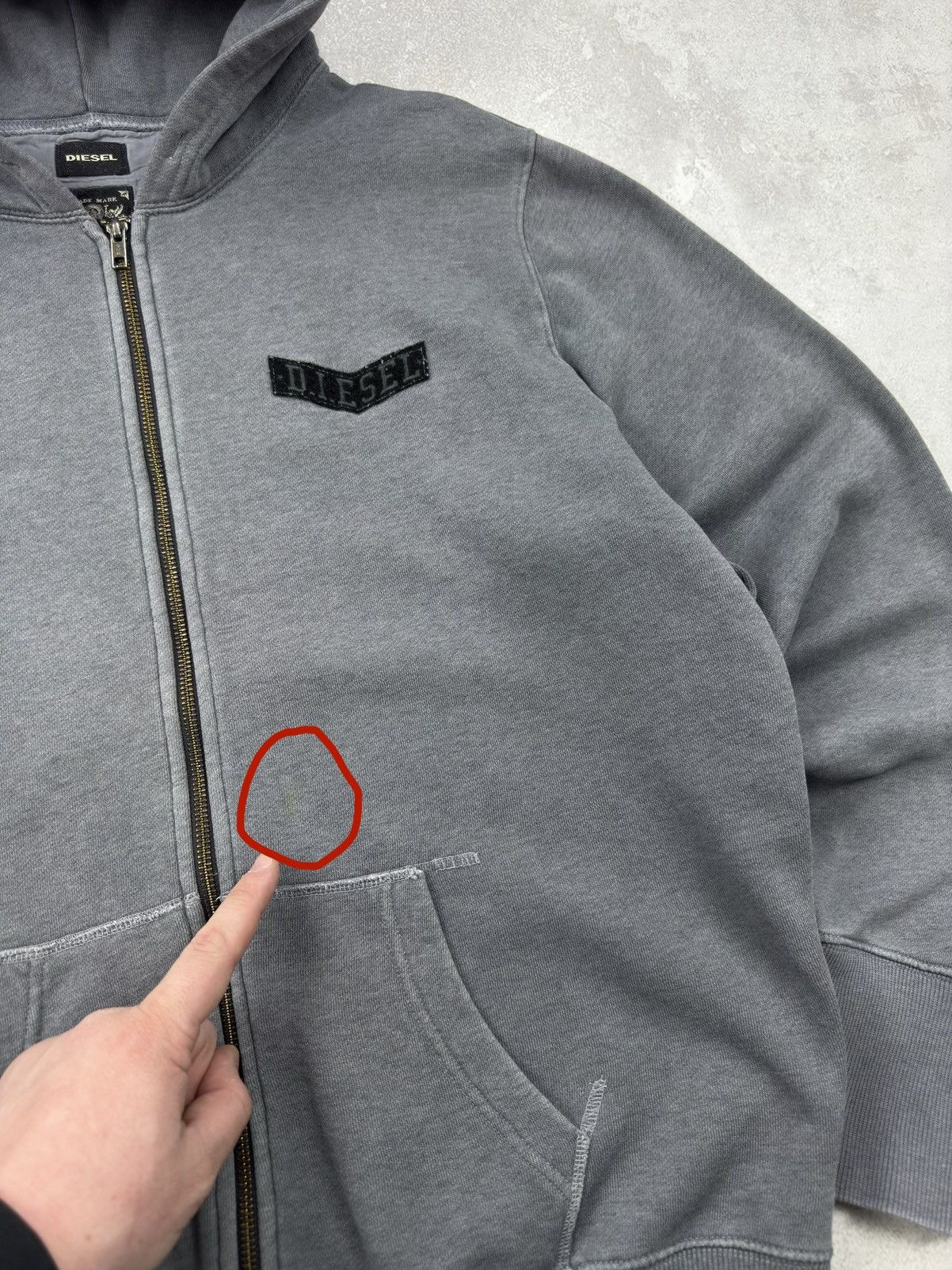 Diesel Vintage Diesel Washed Grey Zip Hoodie Logo size L Size US L / EU 52-54 / 3 - 4 Thumbnail