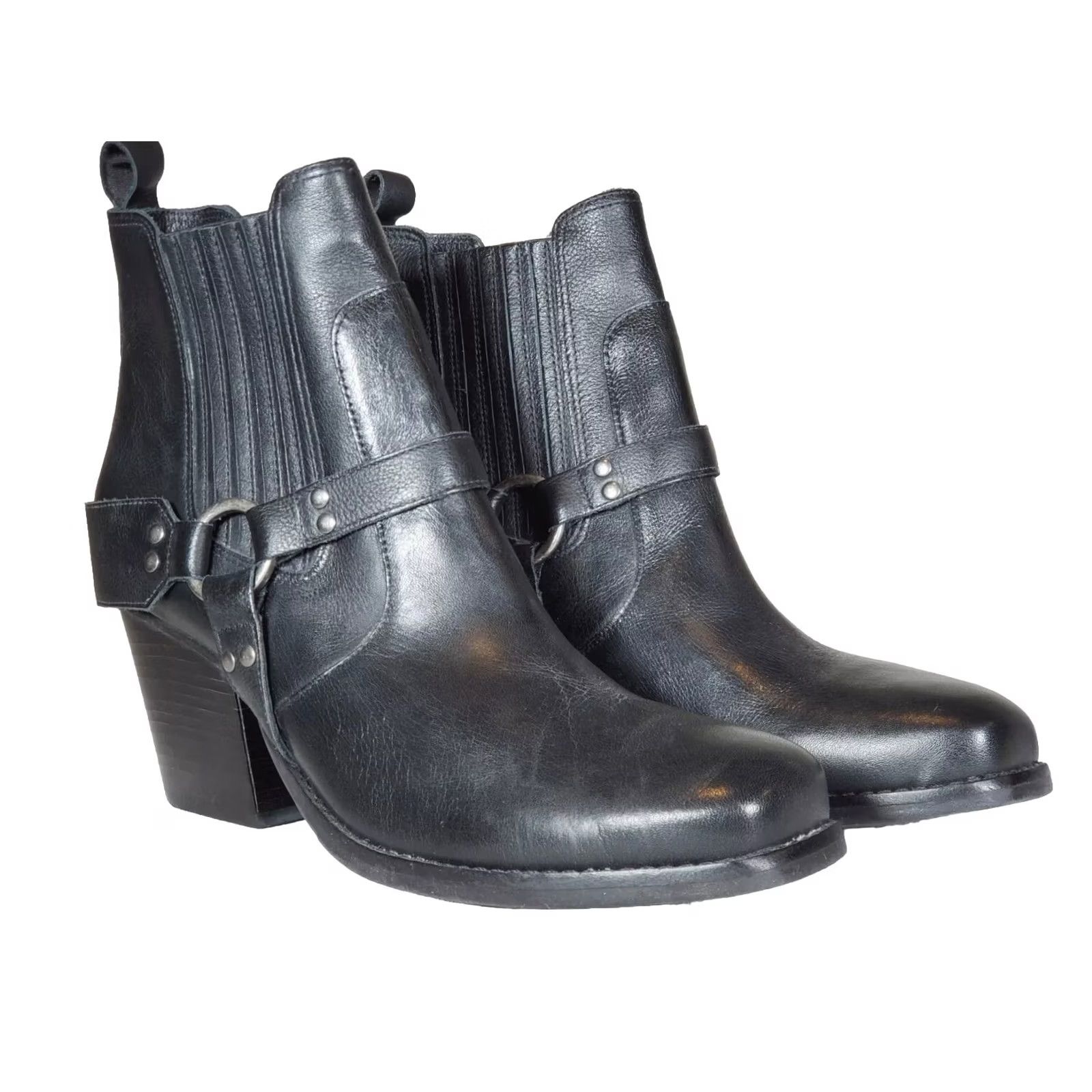 Matisse VINTAGE Matisse Jasmin Square Toe Ankle Boots Black Leather Harness Women's US 10 New Size US 10 / IT 40 - 2 Thumbnail