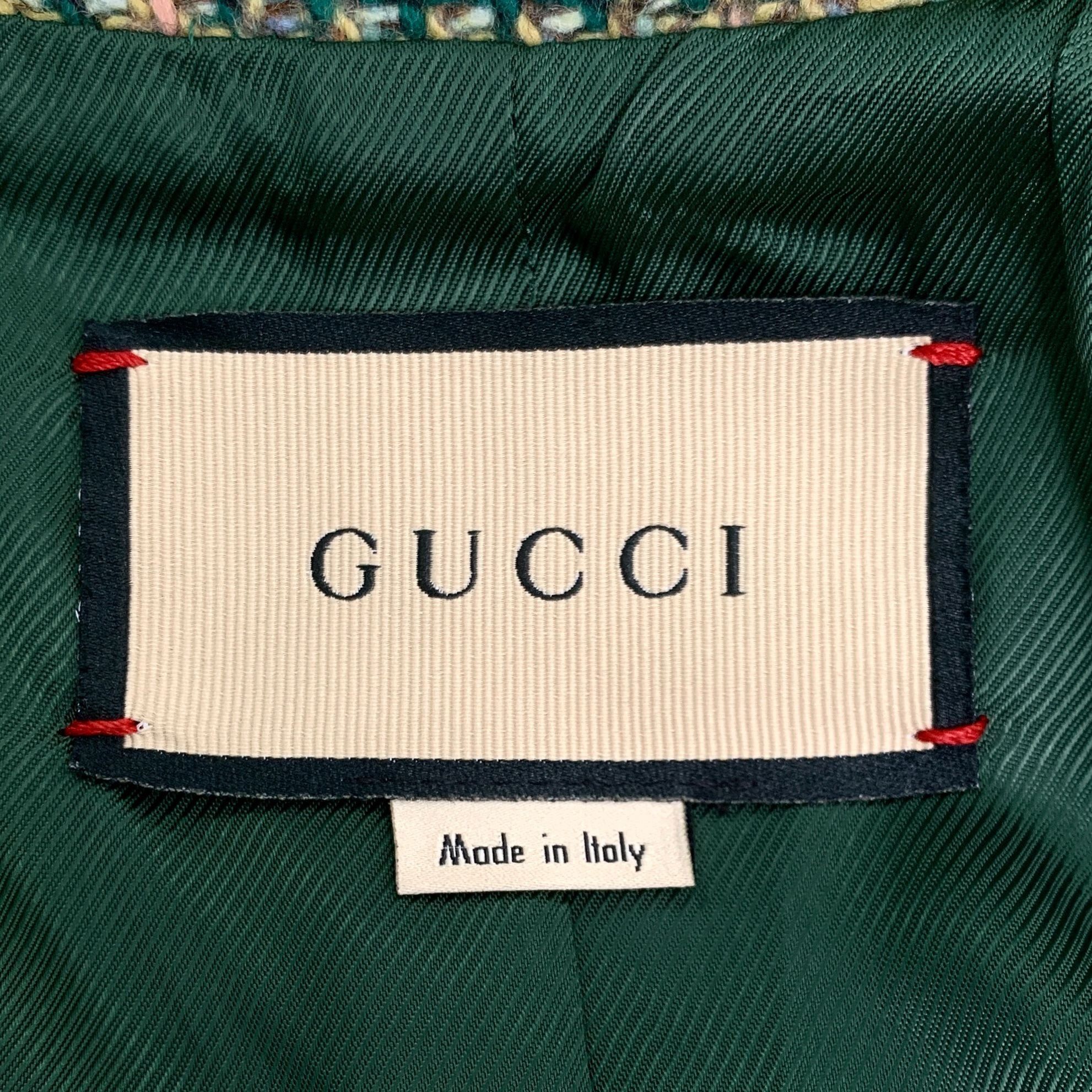 Gucci Gucci Green Houndstooth Wool Double-Breasted Blazer (Size 40 Size M / US 6-8 / IT 42-44 - 2 Thumbnail