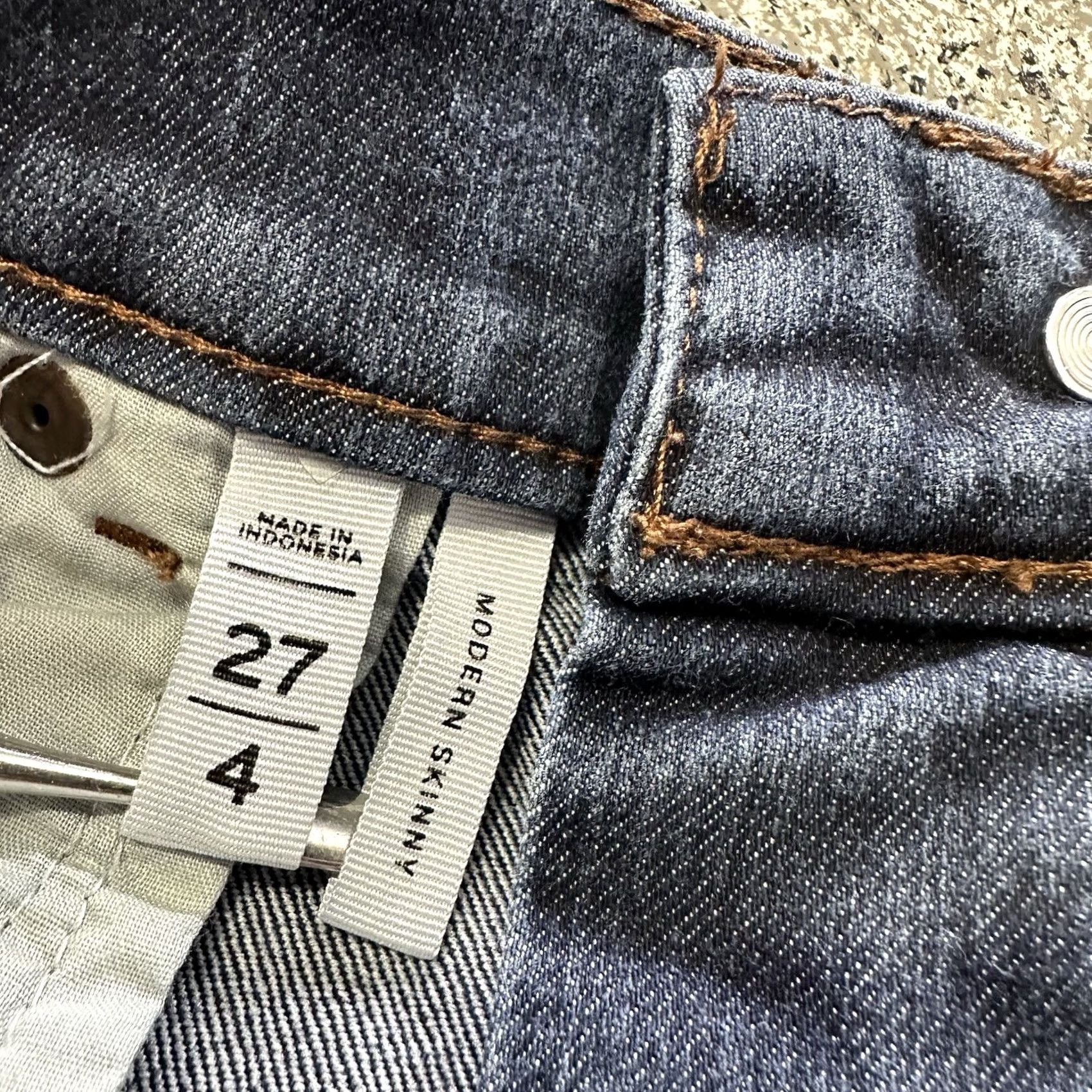Loft LOFT Ann Taylor Jeans Womens 4 27x27 Mid Rise Modern Skinny Denim Blue Dark Wash 5-Pocket Stretch Slim Regular Size 27" / US 4 / IT 40 - 6 Thumbnail